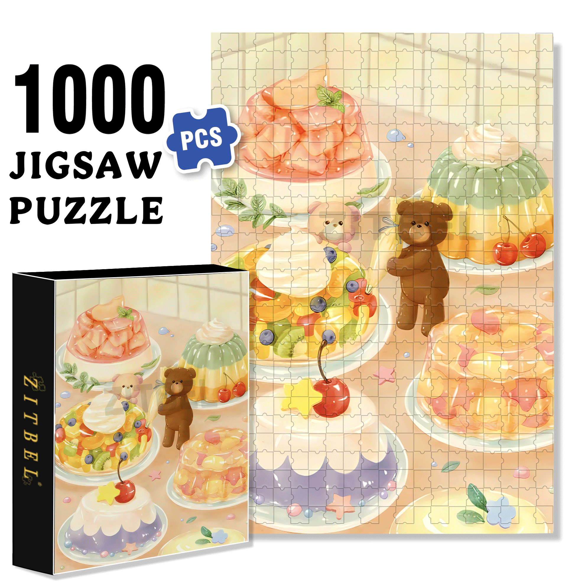 I Love Desserts 2 500pcs/1000pcs Jigsaw Puzzle, Scratch-Resistant, Interactive Family Game & Brain-Boosting DIY Decor, Perfect for Halloween, Christmas & New Year Gifts, Family Puzzle Game