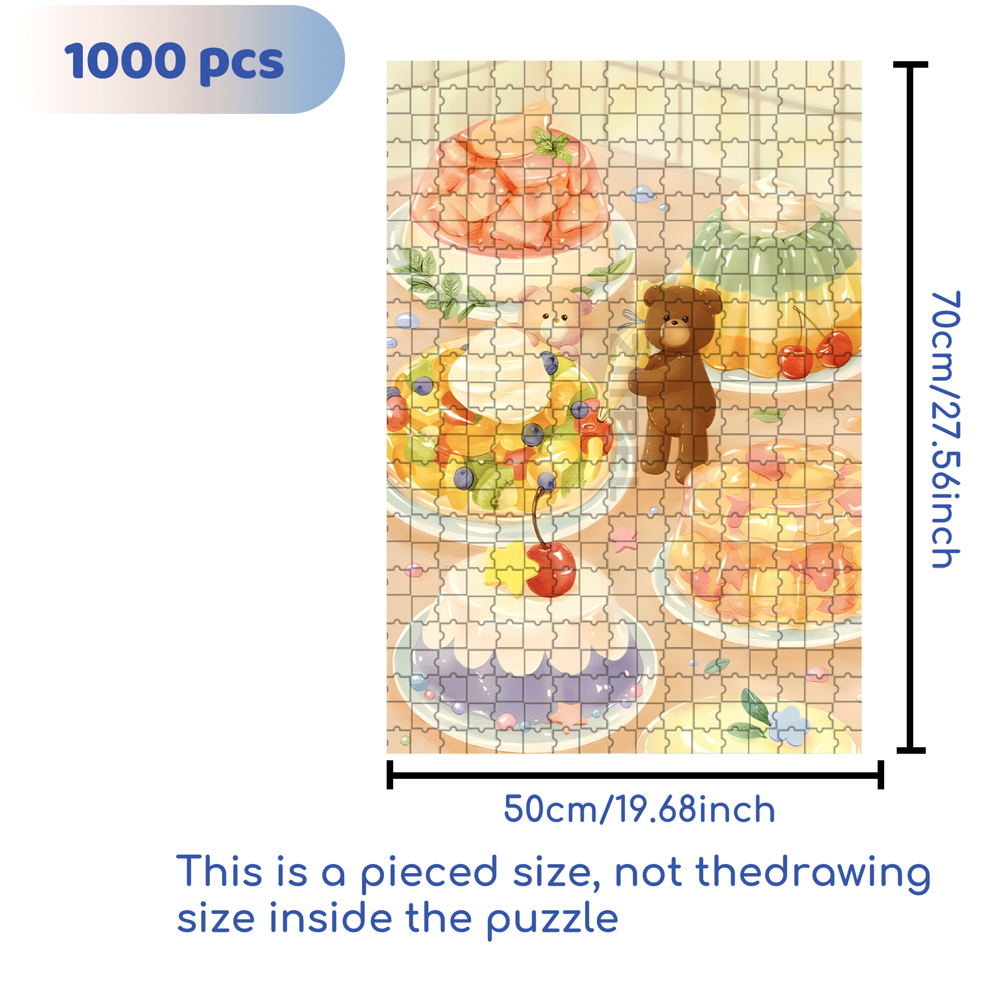 I Love Desserts 2 500pcs/1000pcs Jigsaw Puzzle, Scratch-Resistant, Interactive Family Game & Brain-Boosting DIY Decor, Perfect for Halloween, Christmas & New Year Gifts, Family Puzzle Game