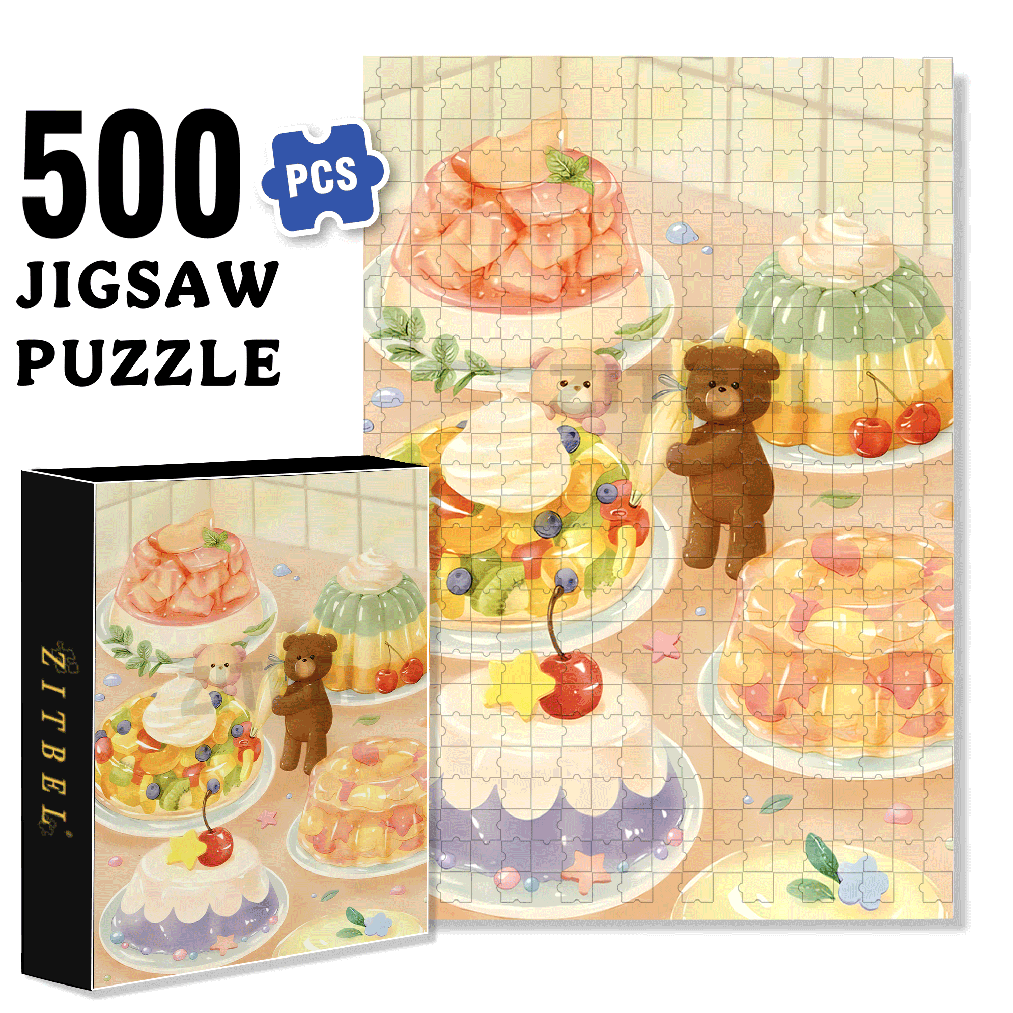 I Love Desserts 2 500pcs/1000pcs Jigsaw Puzzle, Scratch-Resistant, Interactive Family Game & Brain-Boosting DIY Decor, Perfect for Halloween, Christmas & New Year Gifts, Family Puzzle Game