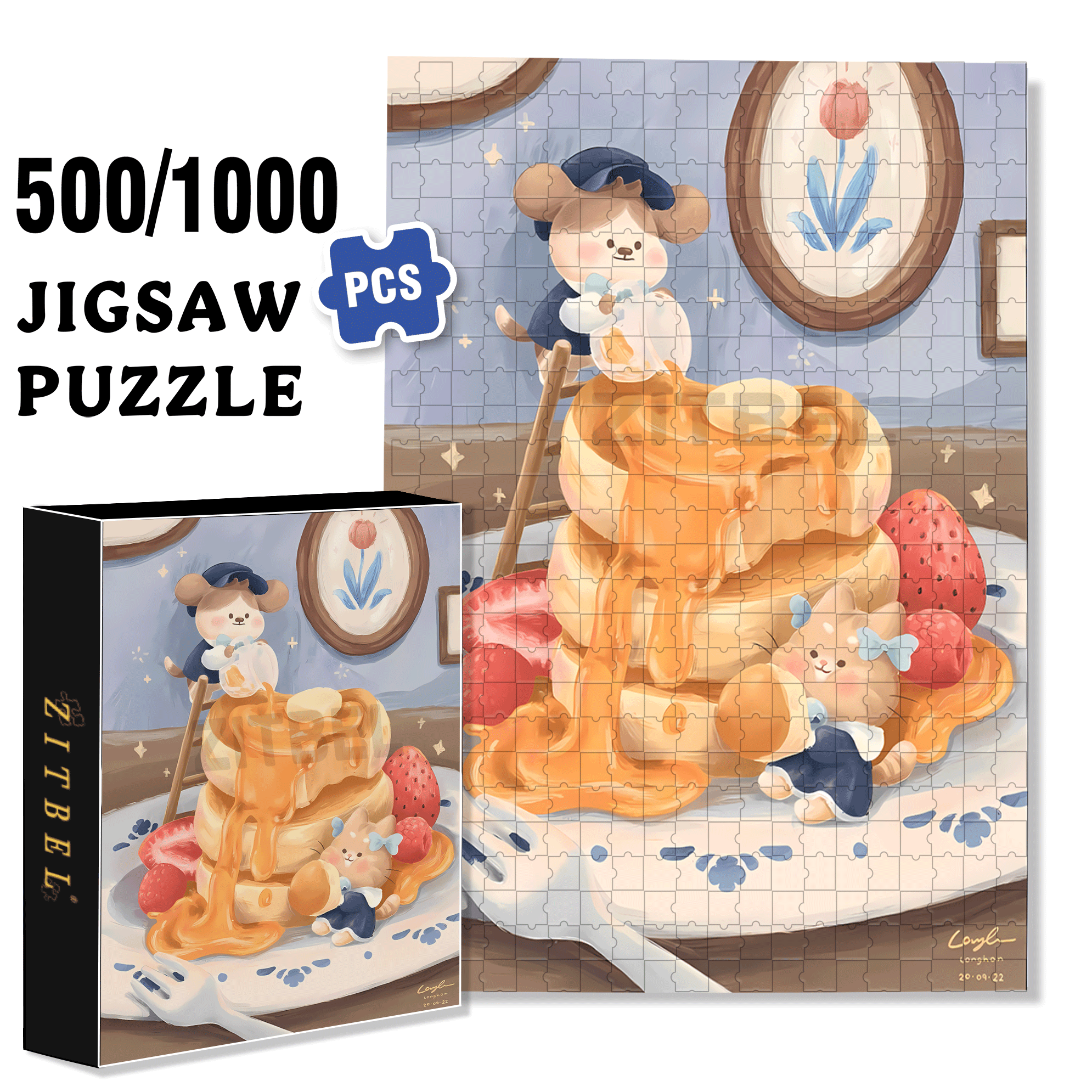 I Love Desserts 3 500pcs/1000pcs Jigsaw Puzzle, Scratch-Resistant, Interactive Family Game & Brain-Boosting DIY Decor, Perfect for Halloween, Christmas & New Year Gifts, Family Puzzle Game