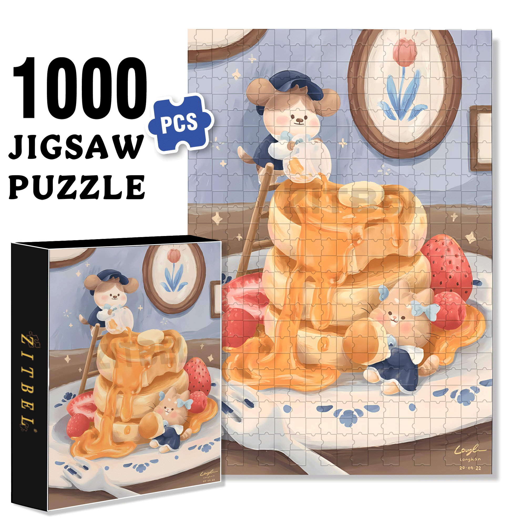 I Love Desserts 3 500pcs/1000pcs Jigsaw Puzzle, Scratch-Resistant, Interactive Family Game & Brain-Boosting DIY Decor, Perfect for Halloween, Christmas & New Year Gifts, Family Puzzle Game