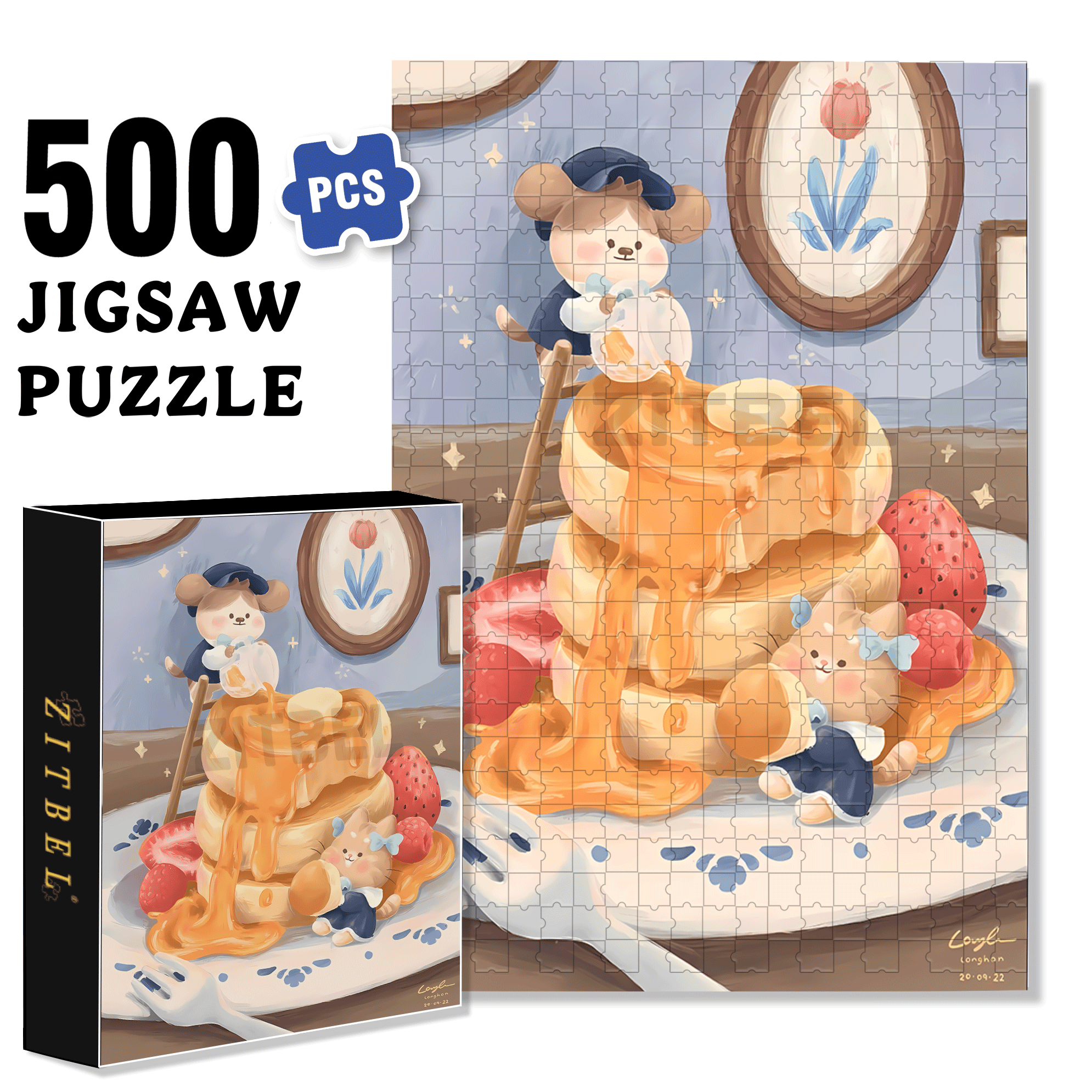 I Love Desserts 3 500pcs/1000pcs Jigsaw Puzzle, Scratch-Resistant, Interactive Family Game & Brain-Boosting DIY Decor, Perfect for Halloween, Christmas & New Year Gifts, Family Puzzle Game
