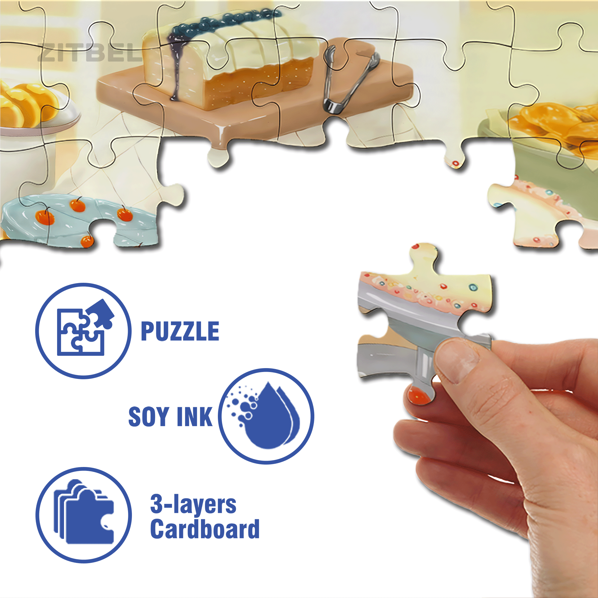 I Love Desserts 500pcs/1000pcs Jigsaw Puzzle, Scratch-Resistant, Interactive Family Game & Brain-Boosting DIY Decor, Perfect for Halloween, Christmas & New Year Gifts, Family Puzzle Game