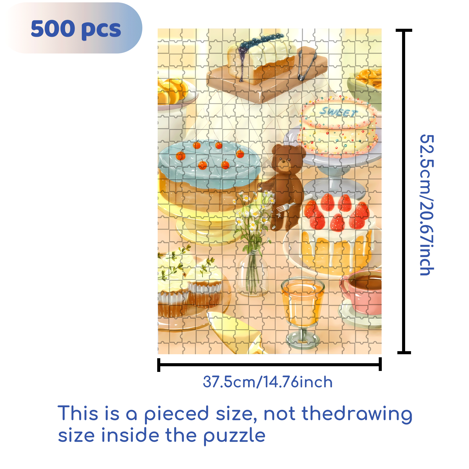 I Love Desserts 500pcs/1000pcs Jigsaw Puzzle, Scratch-Resistant, Interactive Family Game & Brain-Boosting DIY Decor, Perfect for Halloween, Christmas & New Year Gifts, Family Puzzle Game