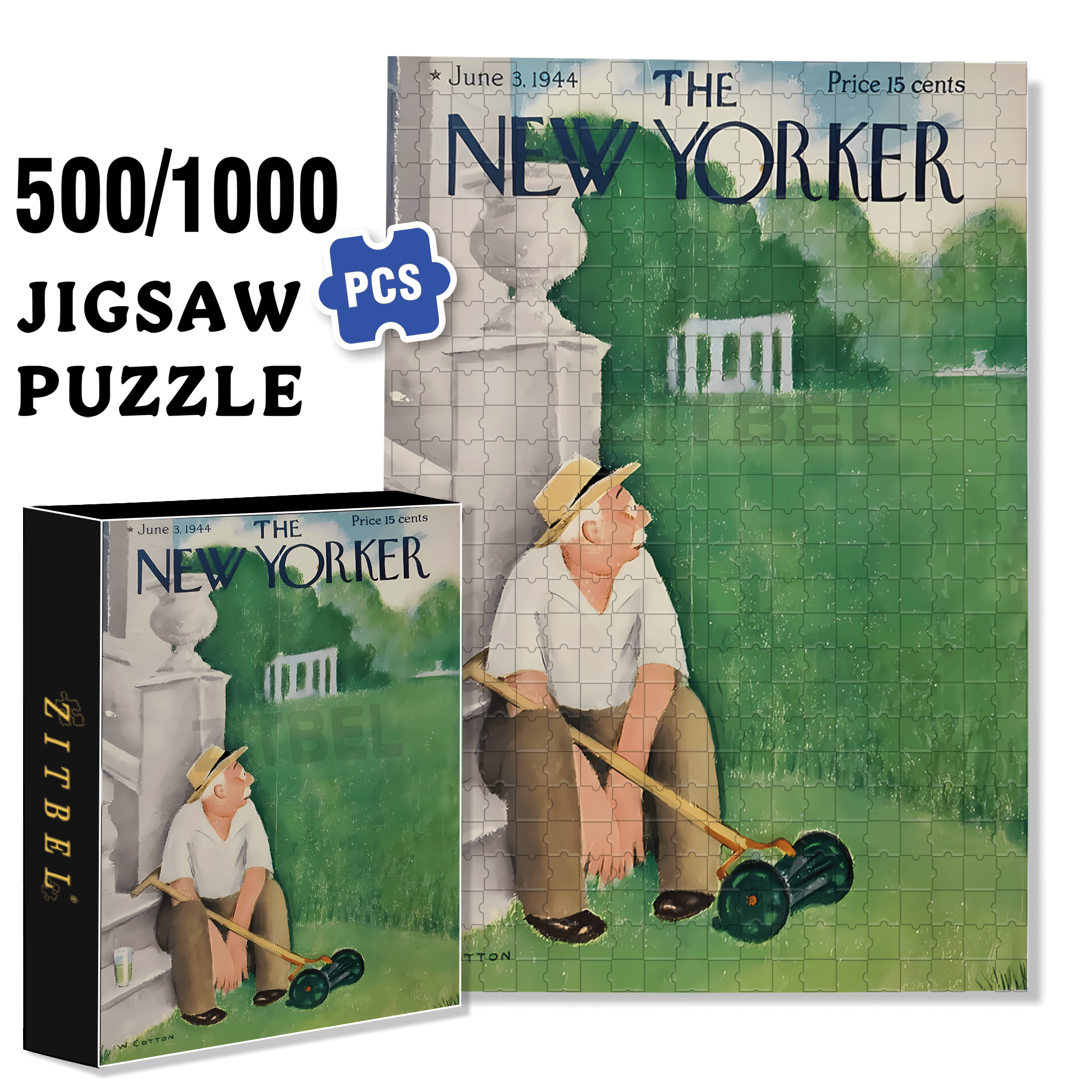 Mowing The Lawn 500pcs/1000pcs Jigsaw Puzzle, Scratch-Resistant, Interactive Family Game & Brain-Boosting DIY Decor, Perfect for Halloween, Christmas & New Year Gifts, Family Puzzle Game