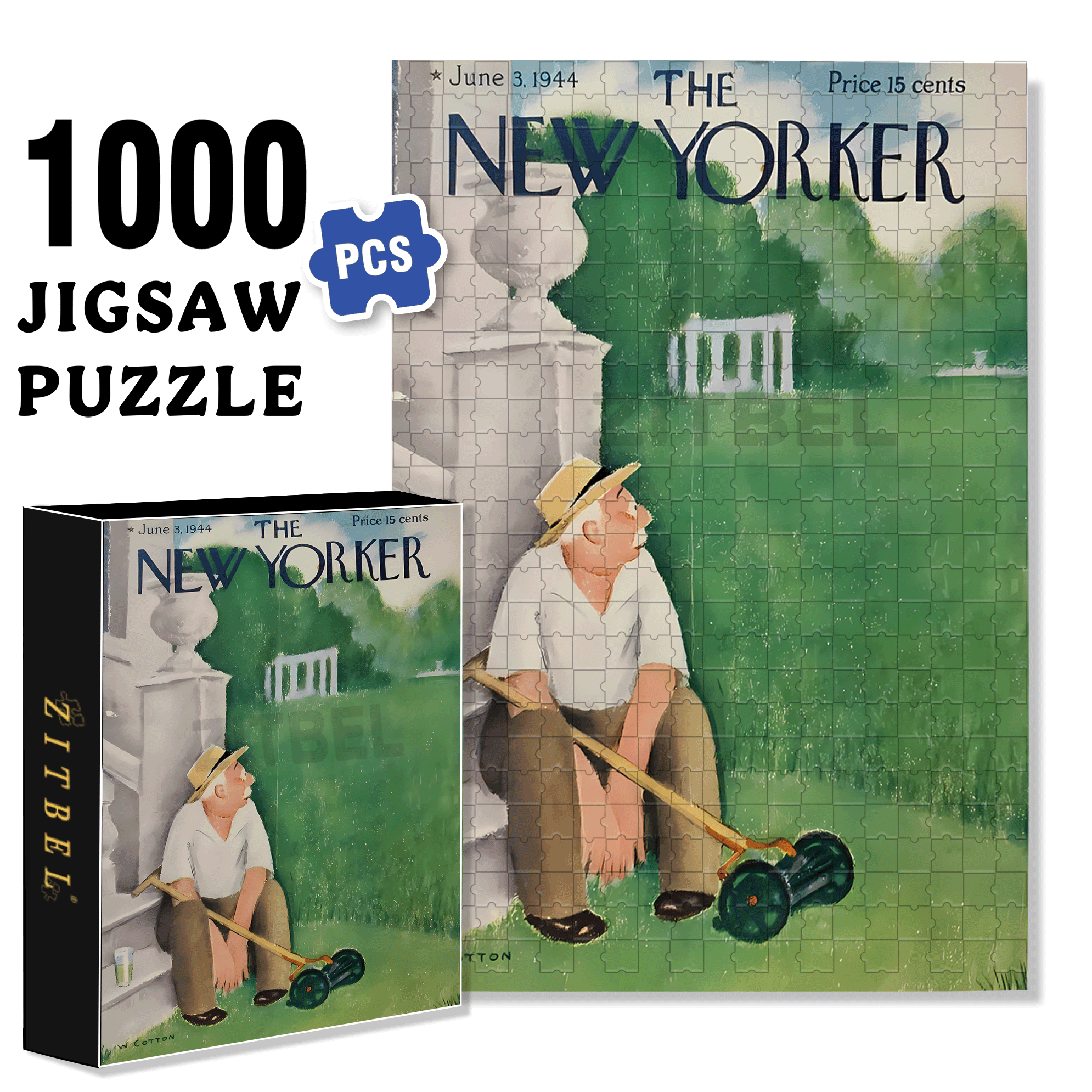 Mowing The Lawn 500pcs/1000pcs Jigsaw Puzzle, Scratch-Resistant, Interactive Family Game & Brain-Boosting DIY Decor, Perfect for Halloween, Christmas & New Year Gifts, Family Puzzle Game