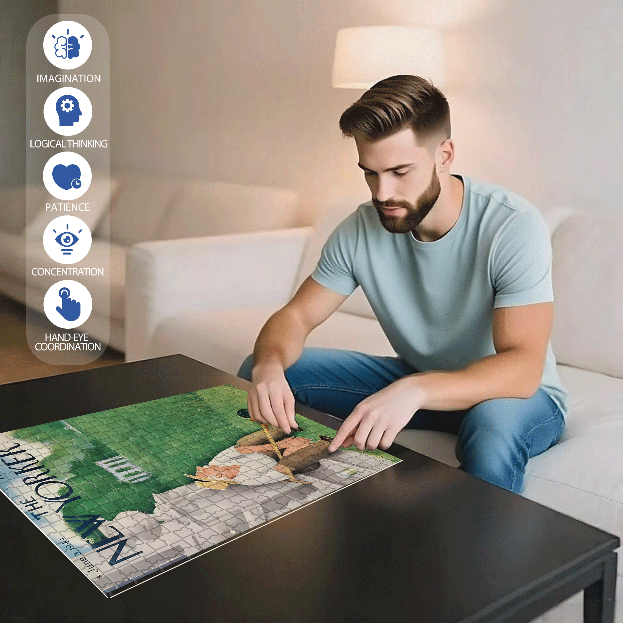 Mowing The Lawn 500pcs/1000pcs Jigsaw Puzzle, Scratch-Resistant, Interactive Family Game & Brain-Boosting DIY Decor, Perfect for Halloween, Christmas & New Year Gifts, Family Puzzle Game