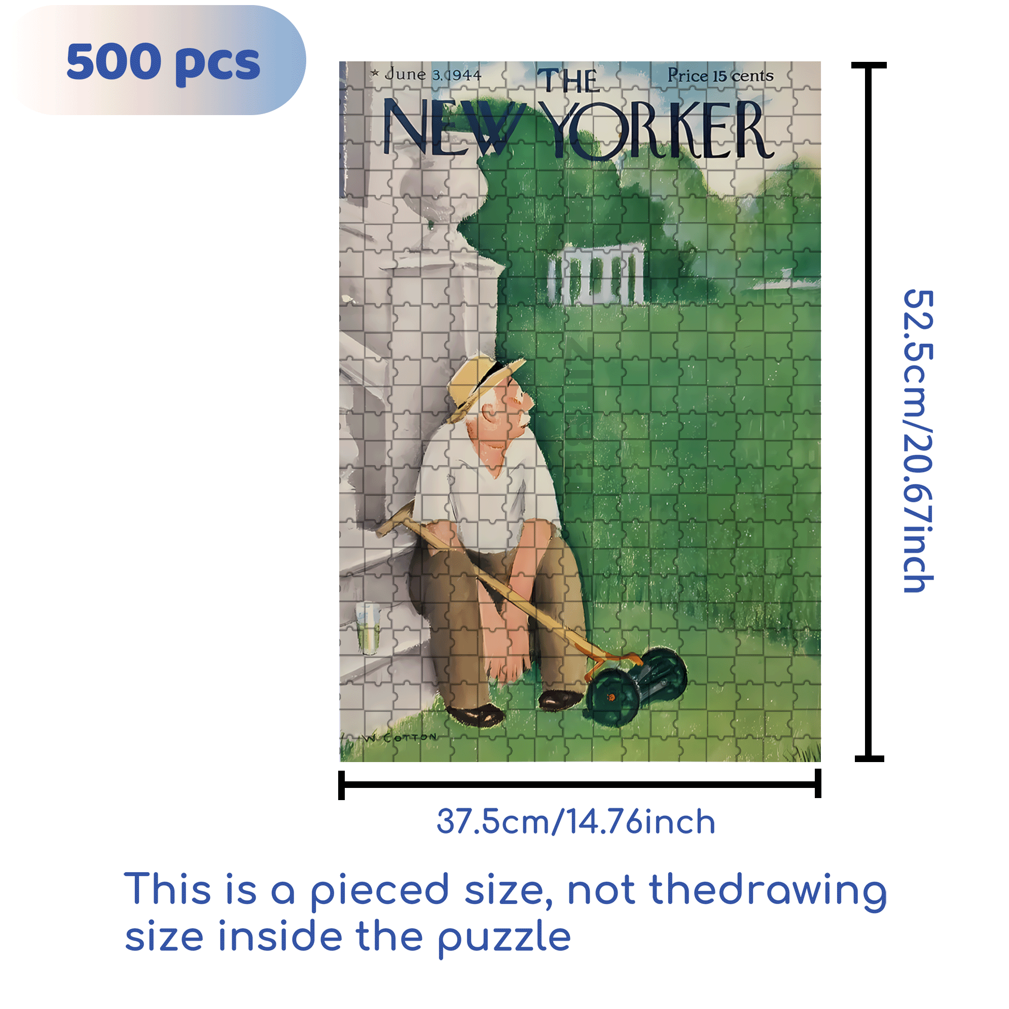 Mowing The Lawn 500pcs/1000pcs Jigsaw Puzzle, Scratch-Resistant, Interactive Family Game & Brain-Boosting DIY Decor, Perfect for Halloween, Christmas & New Year Gifts, Family Puzzle Game