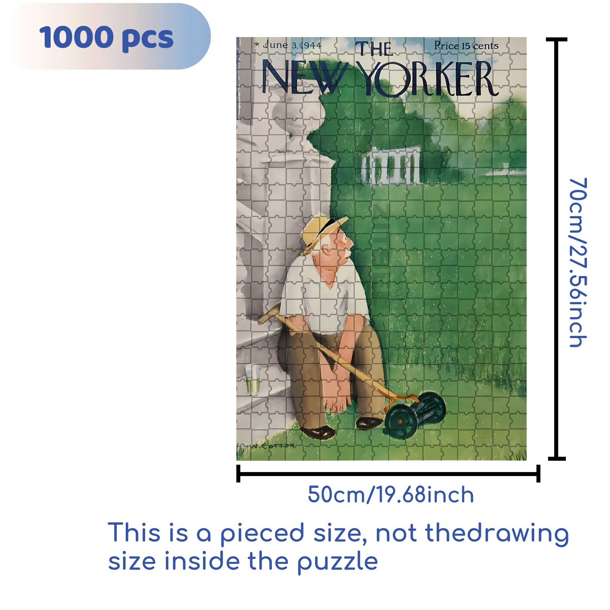Mowing The Lawn 500pcs/1000pcs Jigsaw Puzzle, Scratch-Resistant, Interactive Family Game & Brain-Boosting DIY Decor, Perfect for Halloween, Christmas & New Year Gifts, Family Puzzle Game