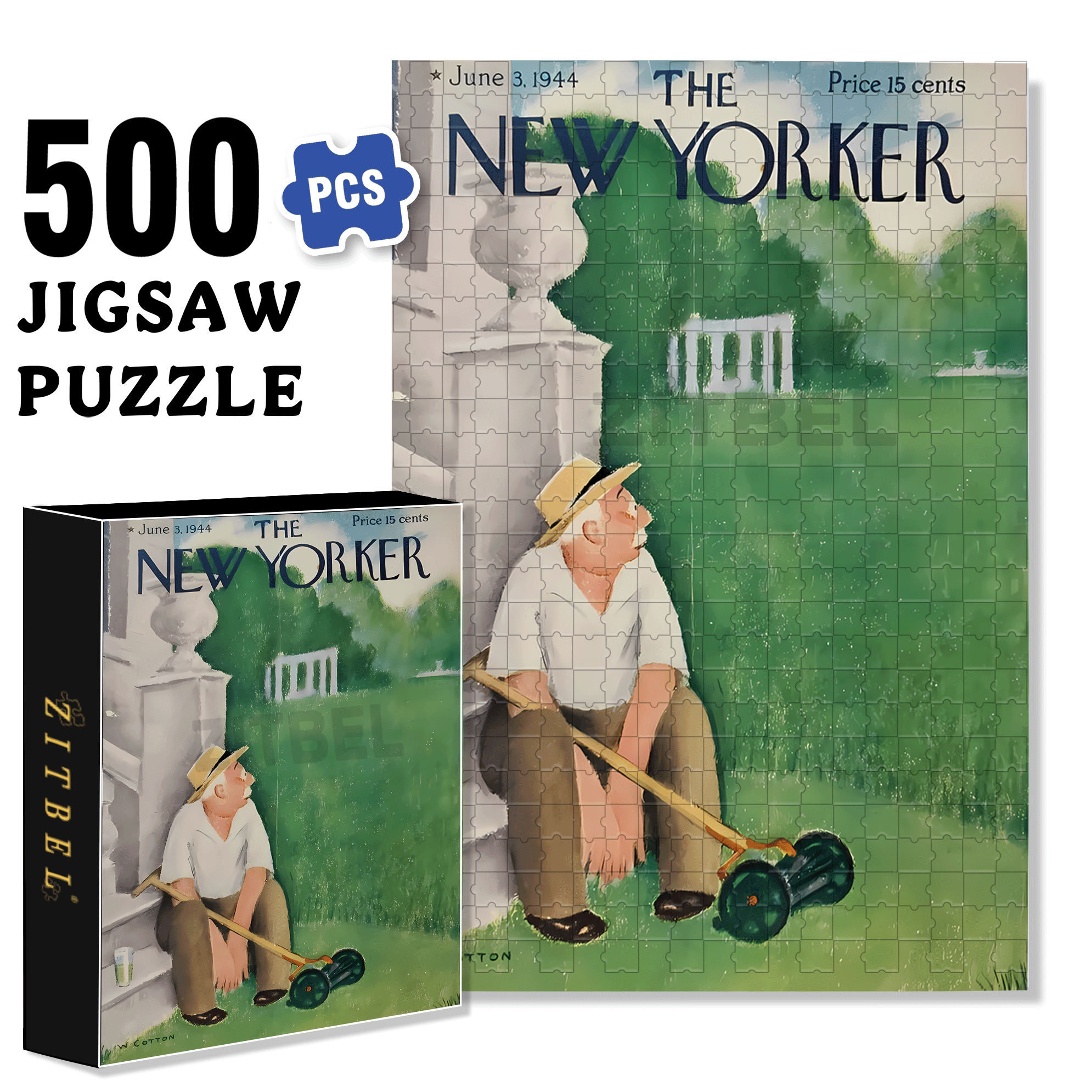 Mowing The Lawn 500pcs/1000pcs Jigsaw Puzzle, Scratch-Resistant, Interactive Family Game & Brain-Boosting DIY Decor, Perfect for Halloween, Christmas & New Year Gifts, Family Puzzle Game