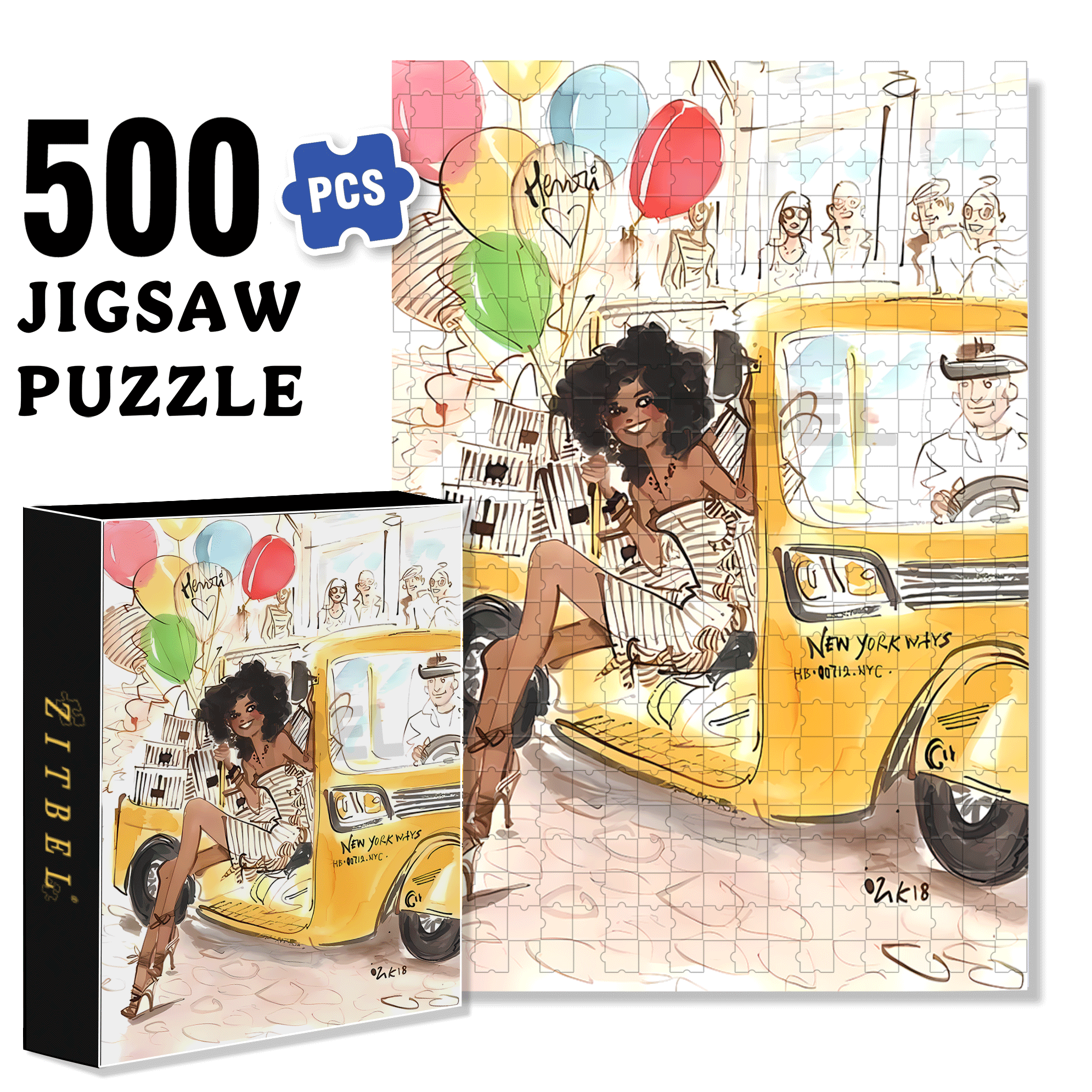 N.Y Fashion 500pcs/1000pcs Jigsaw Puzzle, Scratch-Resistant, Interactive Family Game & Brain-Boosting DIY Decor, Perfect for Halloween, Christmas & New Year Gifts, Family Puzzle Game