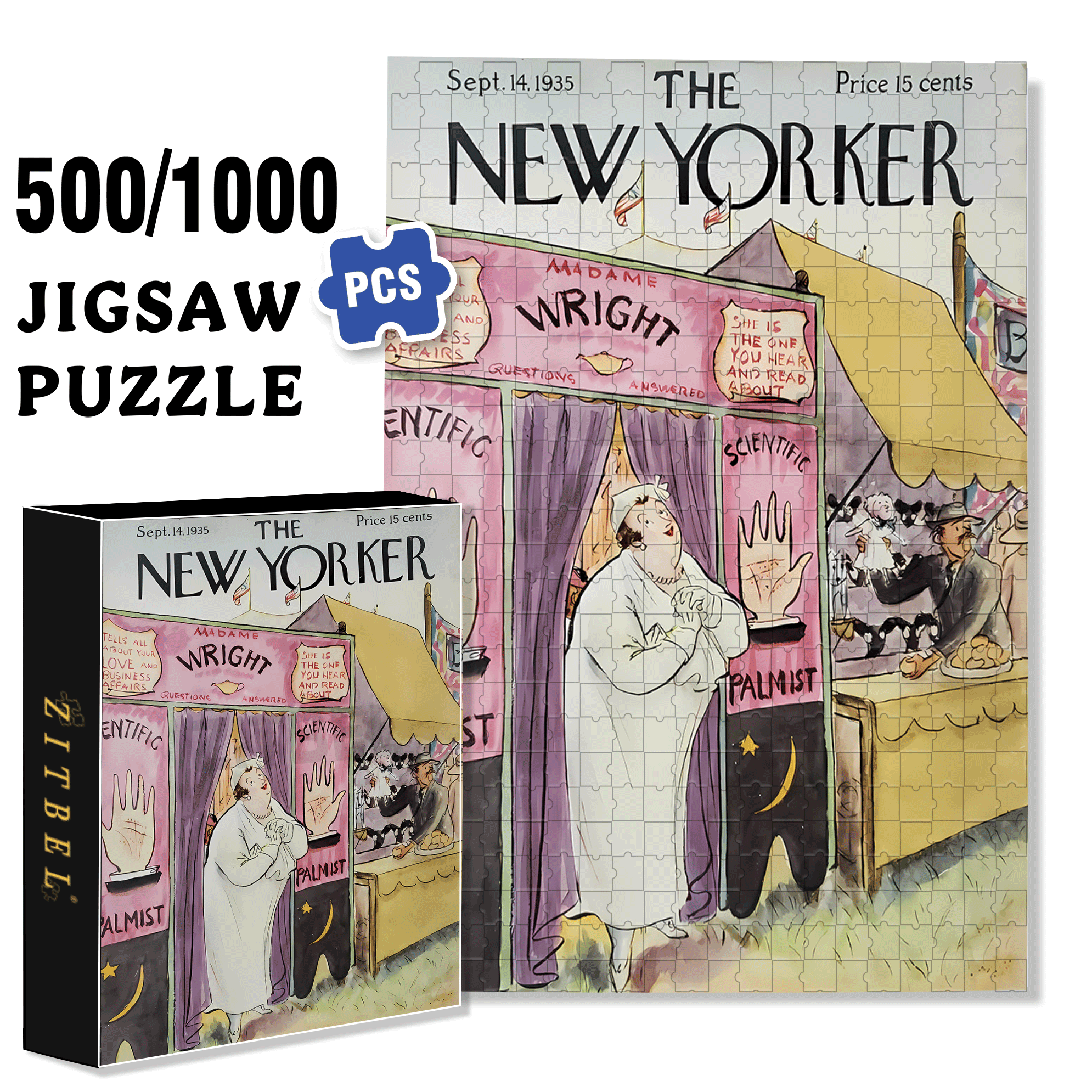 Palmist 500pcs/1000pcs Jigsaw Puzzle, Scratch-Resistant, Interactive Family Game & Brain-Boosting DIY Decor, Perfect for Halloween, Christmas & New Year Gifts, Family Puzzle Game