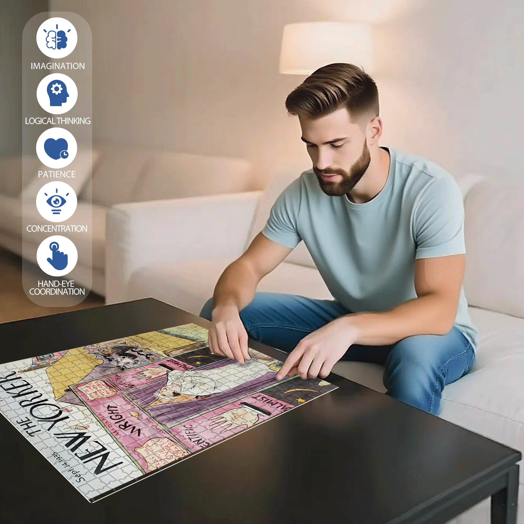Palmist 500pcs/1000pcs Jigsaw Puzzle, Scratch-Resistant, Interactive Family Game & Brain-Boosting DIY Decor, Perfect for Halloween, Christmas & New Year Gifts, Family Puzzle Game
