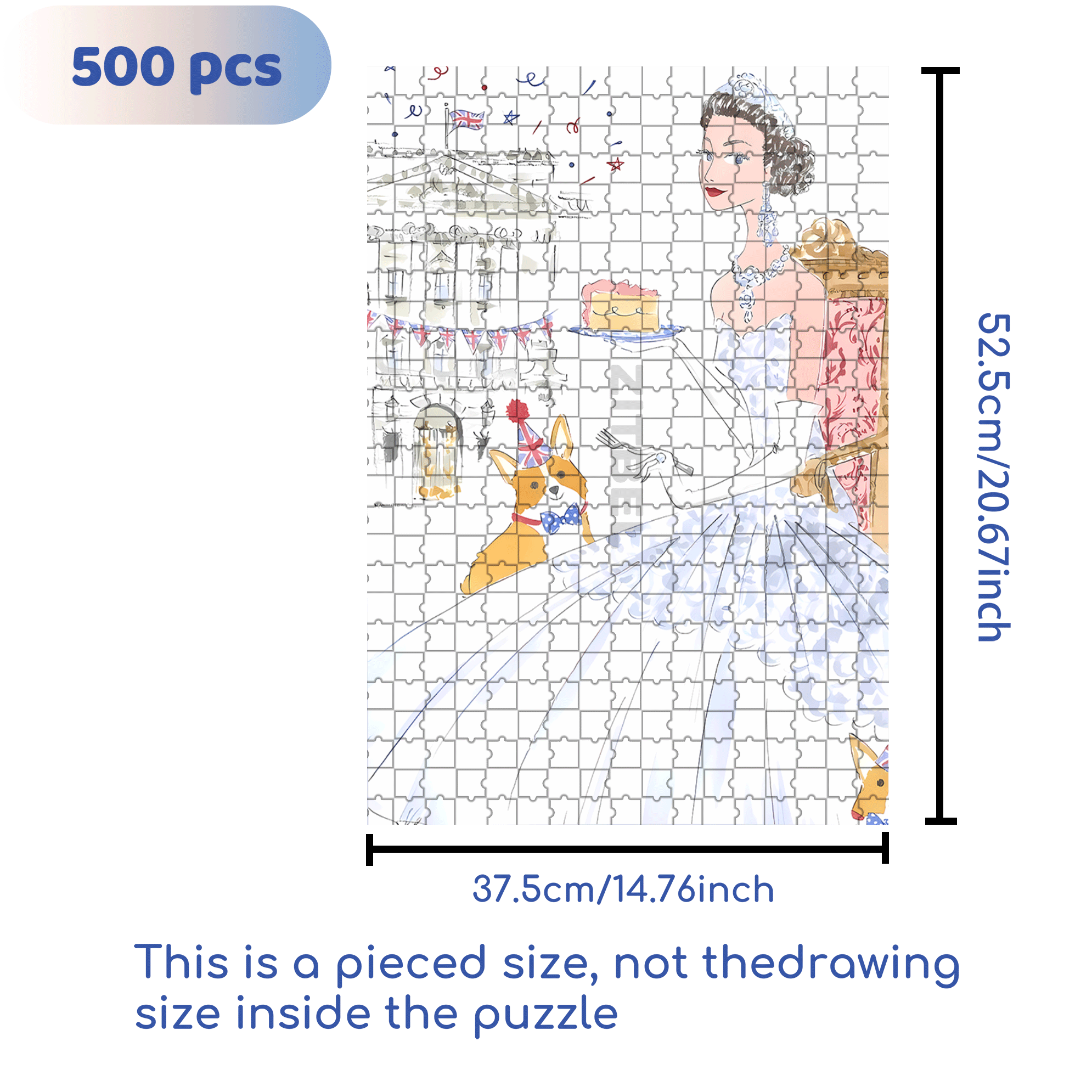 Queen and Corgi 500pcs/1000pcs Jigsaw Puzzle, Scratch-Resistant, Interactive Family Game & Brain-Boosting DIY Decor, Perfect for Halloween, Christmas & New Year Gifts, Family Puzzle Game
