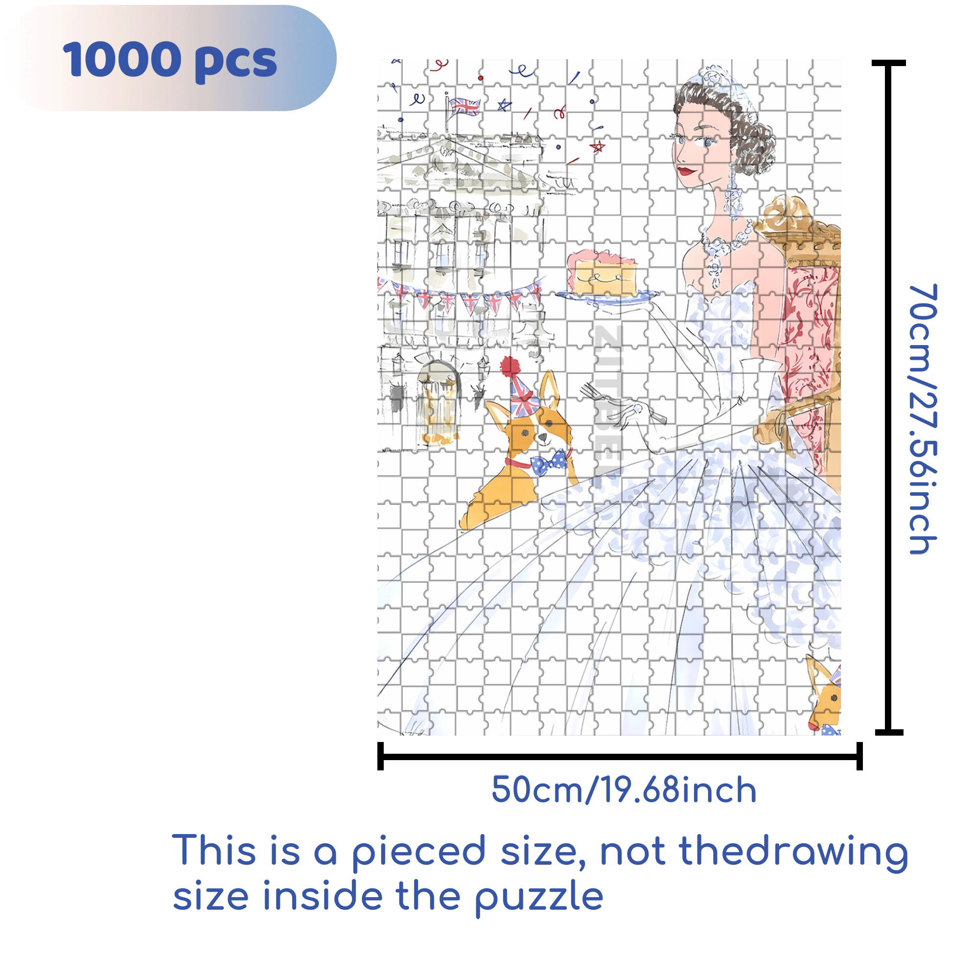 Queen and Corgi 500pcs/1000pcs Jigsaw Puzzle, Scratch-Resistant, Interactive Family Game & Brain-Boosting DIY Decor, Perfect for Halloween, Christmas & New Year Gifts, Family Puzzle Game