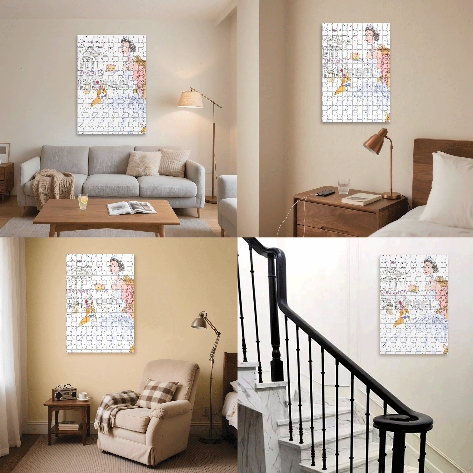 Queen and Corgi 500pcs/1000pcs Jigsaw Puzzle, Scratch-Resistant, Interactive Family Game & Brain-Boosting DIY Decor, Perfect for Halloween, Christmas & New Year Gifts, Family Puzzle Game