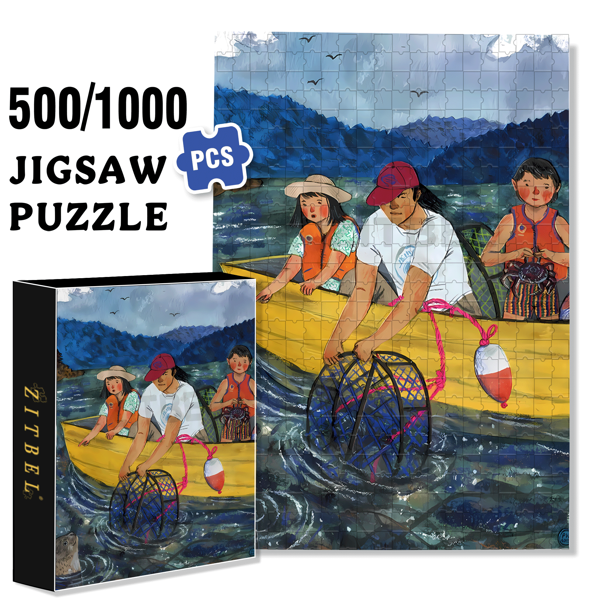Set A Trap 500pcs/1000pcs Jigsaw Puzzle, Scratch-Resistant, Interactive Family Game & Brain-Boosting DIY Decor, Perfect for Halloween, Christmas & New Year Gifts, Family Puzzle Game