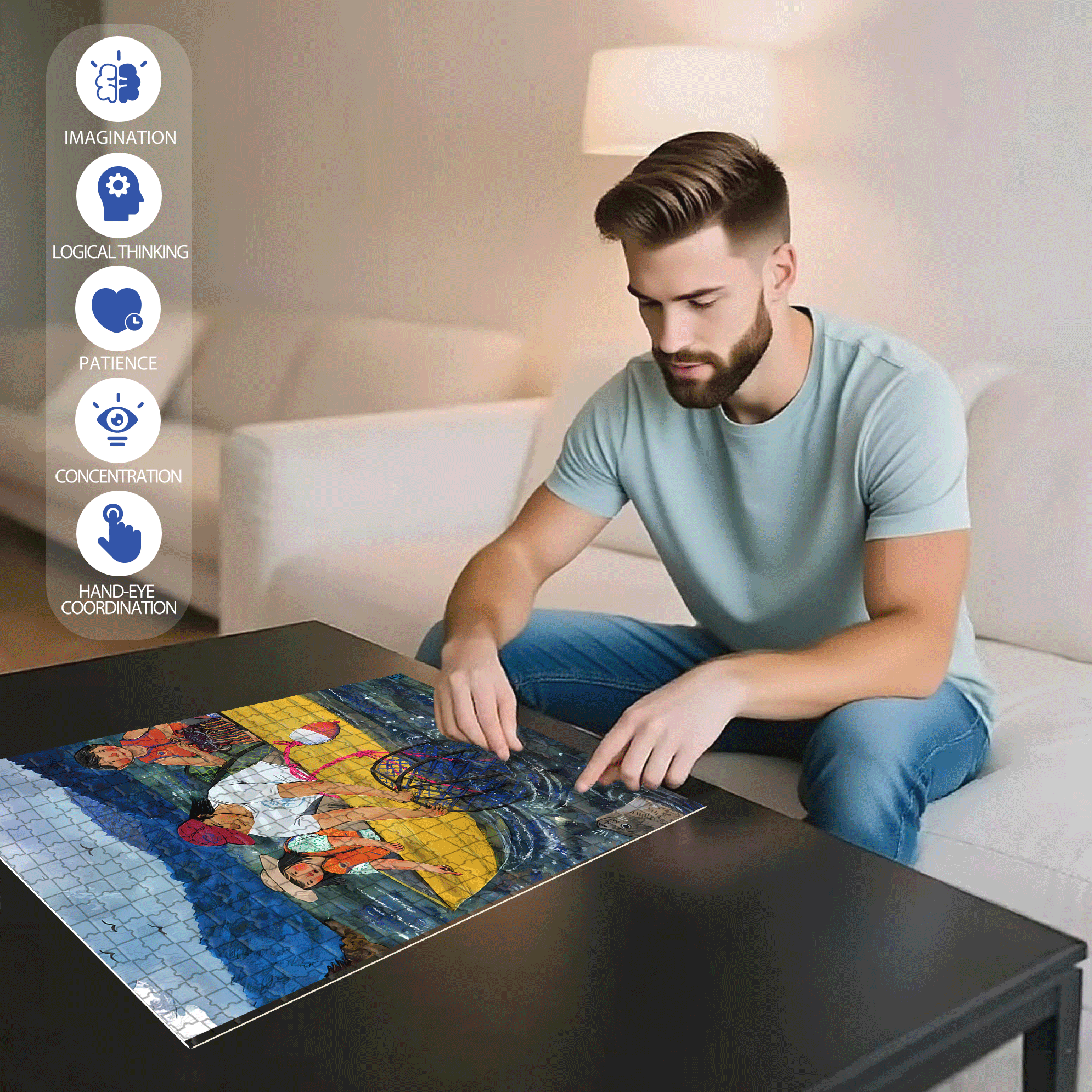 Set A Trap 500pcs/1000pcs Jigsaw Puzzle, Scratch-Resistant, Interactive Family Game & Brain-Boosting DIY Decor, Perfect for Halloween, Christmas & New Year Gifts, Family Puzzle Game