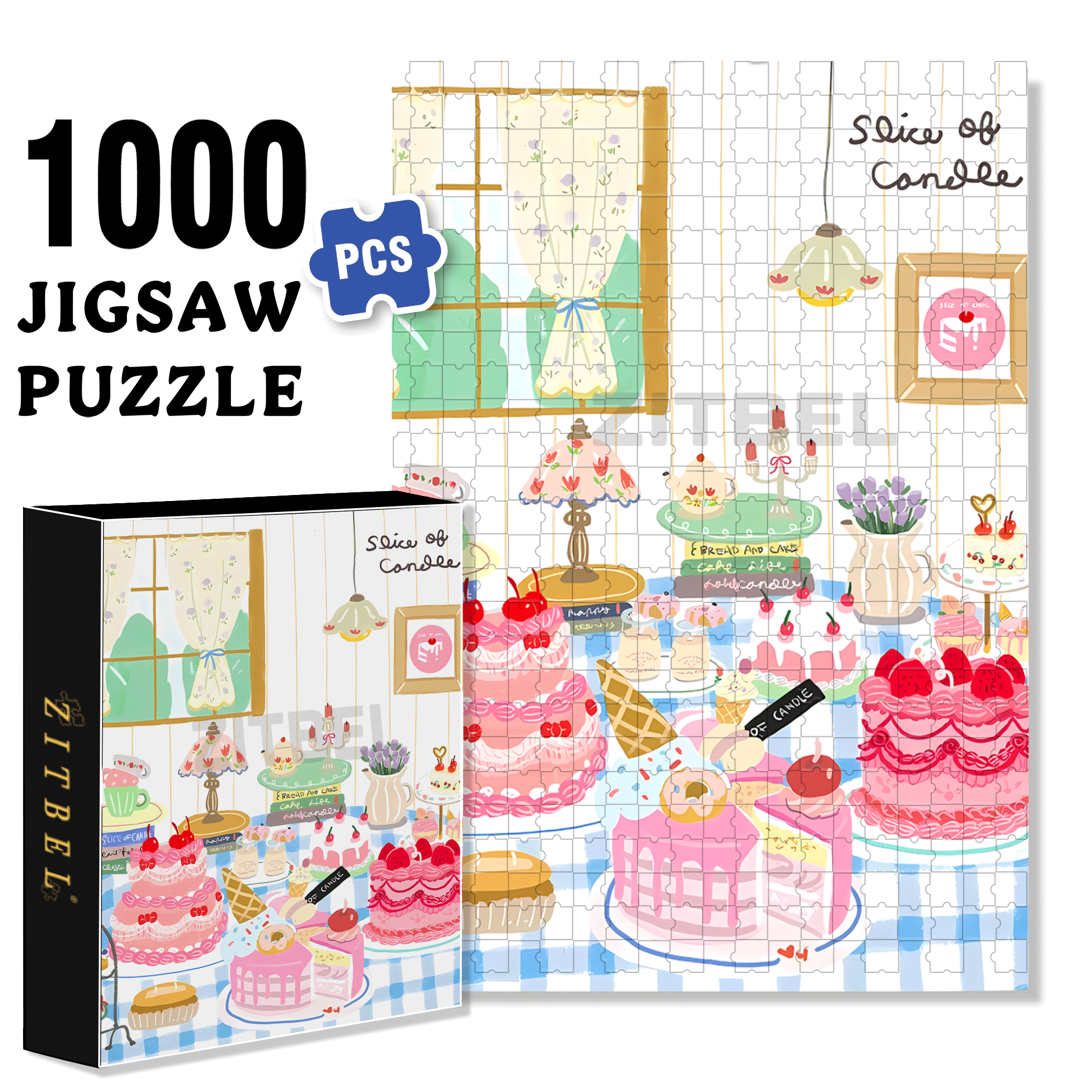Slice of Candle 500pcs/1000pcs Jigsaw Puzzle, Scratch-Resistant, Interactive Family Game & Brain-Boosting DIY Decor, Perfect for Halloween, Christmas & New Year Gifts, Family Puzzle Game
