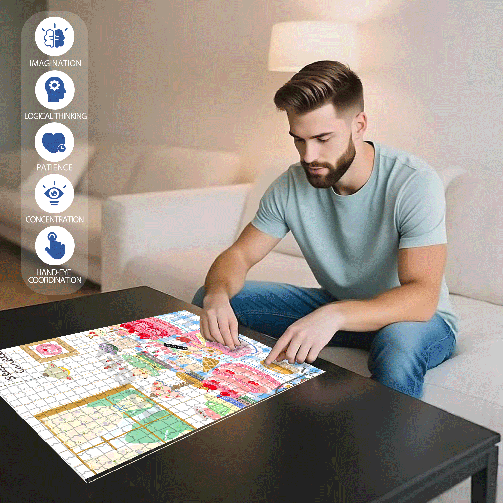 Slice of Candle 500pcs/1000pcs Jigsaw Puzzle, Scratch-Resistant, Interactive Family Game & Brain-Boosting DIY Decor, Perfect for Halloween, Christmas & New Year Gifts, Family Puzzle Game