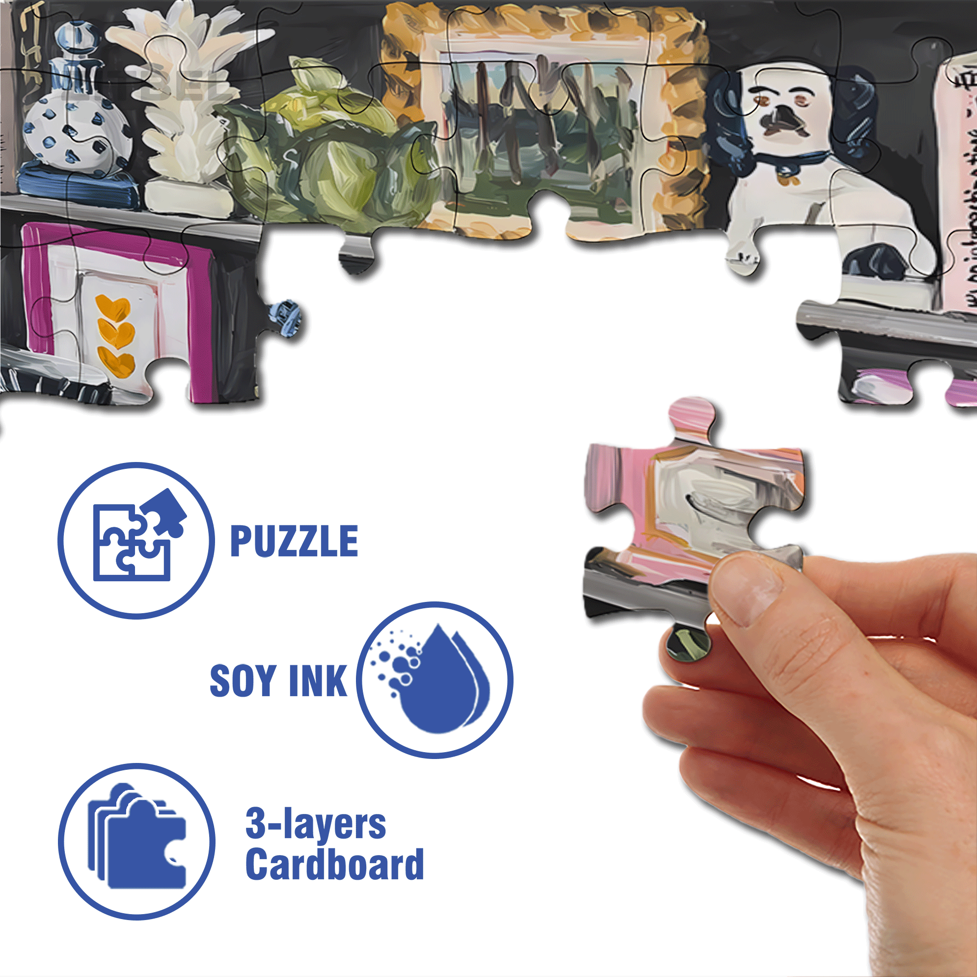 Small Items On The Bookshelf 500pcs/1000pcs Jigsaw Puzzle, Scratch-Resistant, Interactive Family Game & Brain-Boosting DIY Decor, Perfect for Halloween, Christmas & New Year Gifts, Family Puzzle Game