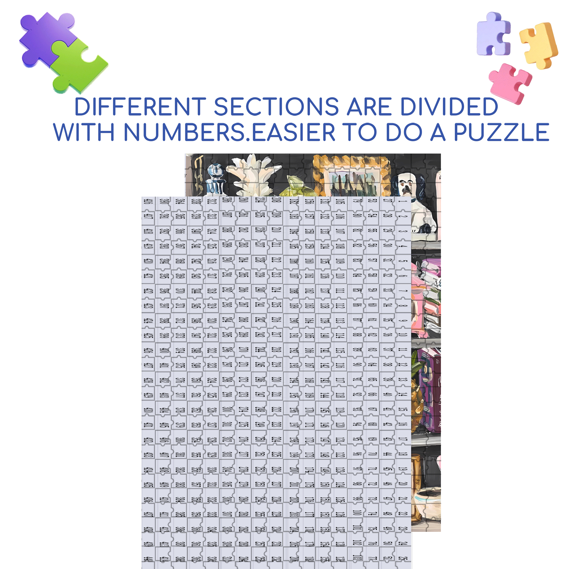Small Items On The Bookshelf 500pcs/1000pcs Jigsaw Puzzle, Scratch-Resistant, Interactive Family Game & Brain-Boosting DIY Decor, Perfect for Halloween, Christmas & New Year Gifts, Family Puzzle Game