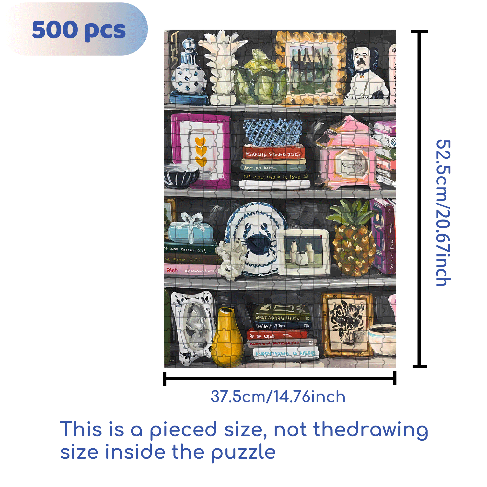 Small Items On The Bookshelf 500pcs/1000pcs Jigsaw Puzzle, Scratch-Resistant, Interactive Family Game & Brain-Boosting DIY Decor, Perfect for Halloween, Christmas & New Year Gifts, Family Puzzle Game