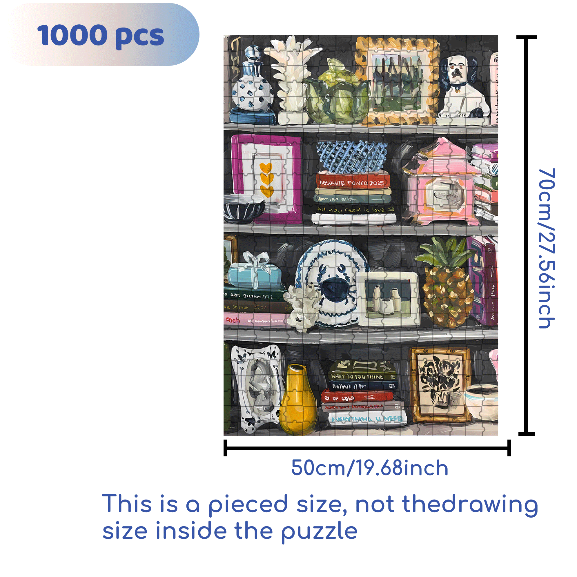 Small Items On The Bookshelf 500pcs/1000pcs Jigsaw Puzzle, Scratch-Resistant, Interactive Family Game & Brain-Boosting DIY Decor, Perfect for Halloween, Christmas & New Year Gifts, Family Puzzle Game