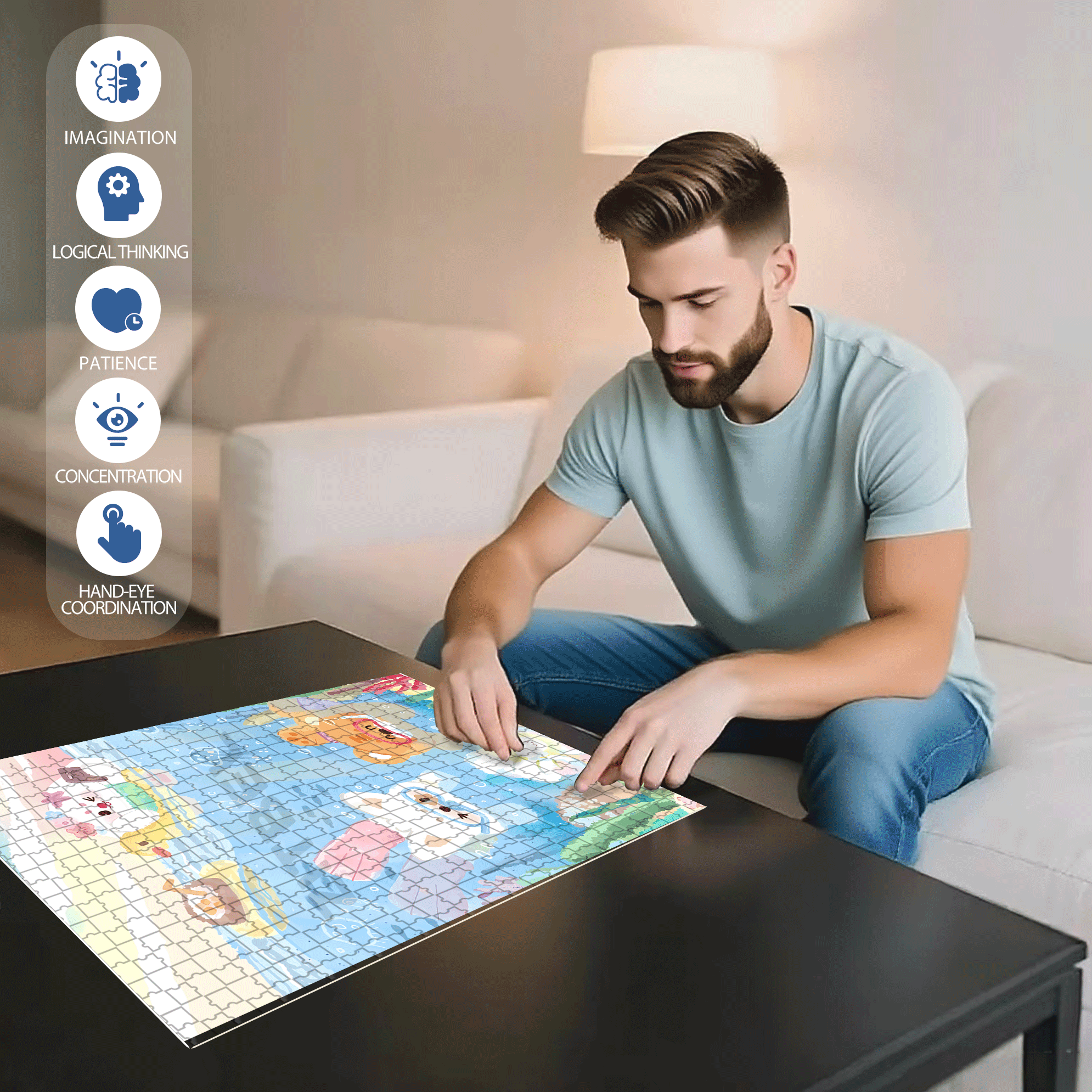 Snorkeling Day 500pcs/1000pcs Jigsaw Puzzle, Scratch-Resistant, Interactive Family Game & Brain-Boosting DIY Decor, Perfect for Halloween, Christmas & New Year Gifts, Family Puzzle Game