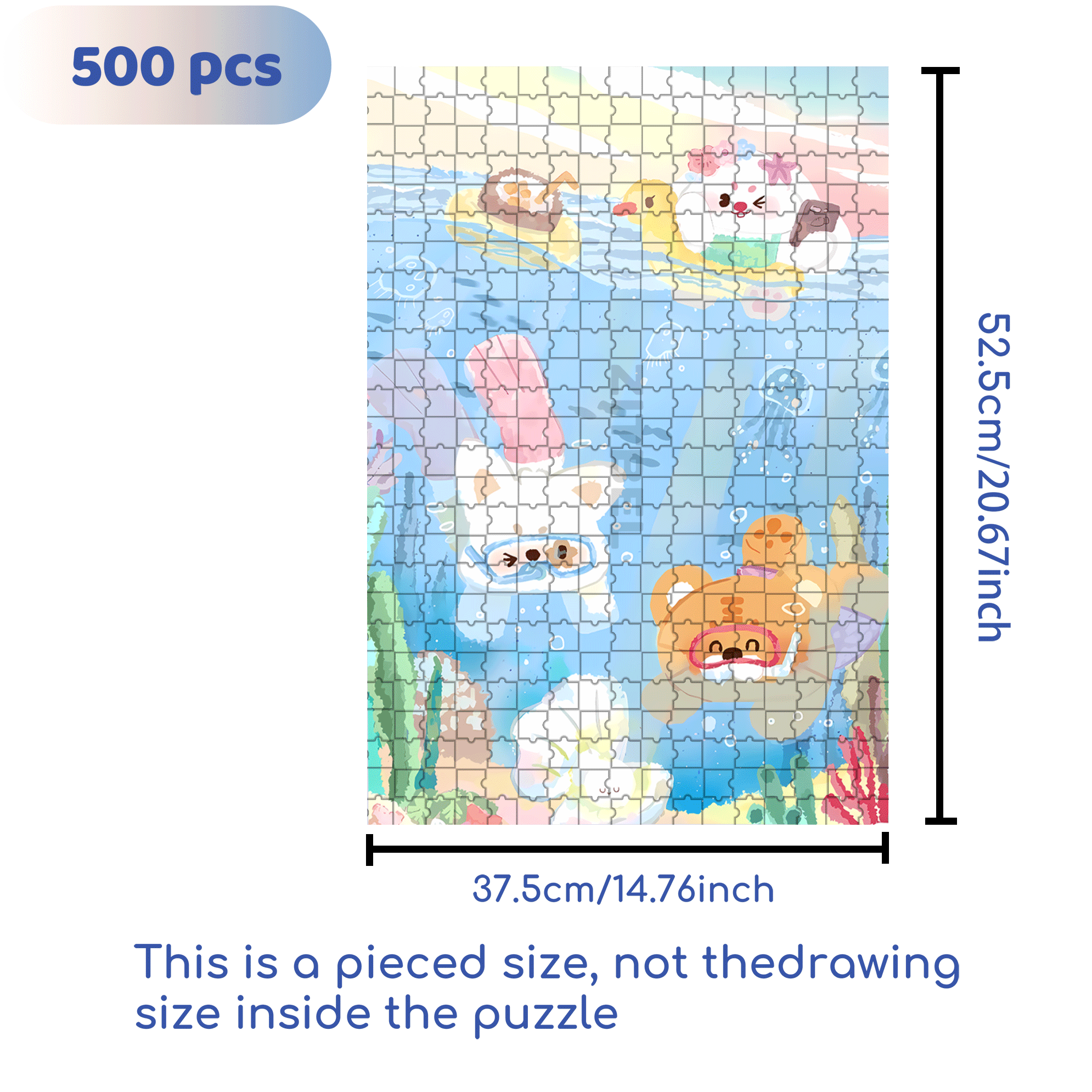 Snorkeling Day 500pcs/1000pcs Jigsaw Puzzle, Scratch-Resistant, Interactive Family Game & Brain-Boosting DIY Decor, Perfect for Halloween, Christmas & New Year Gifts, Family Puzzle Game