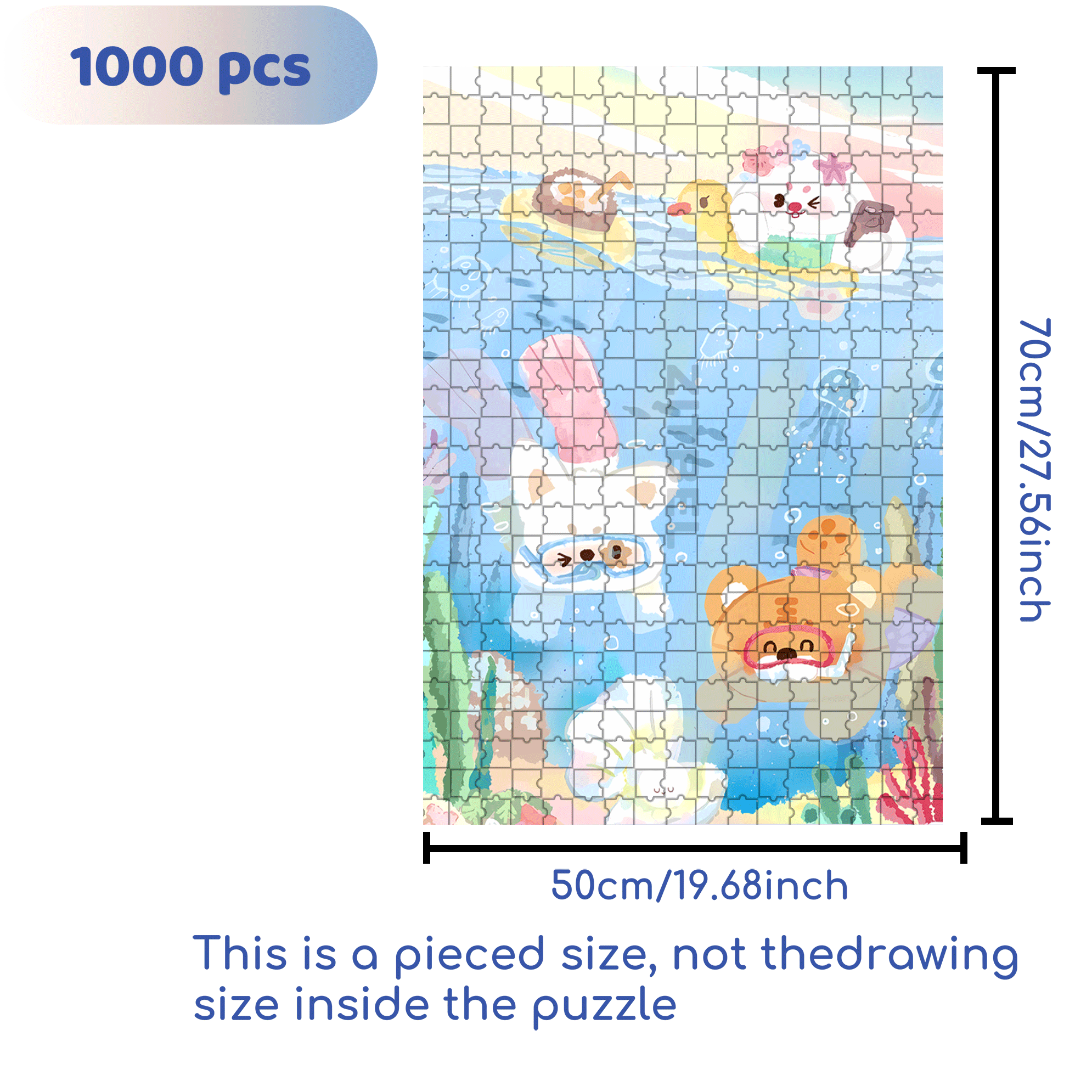 Snorkeling Day 500pcs/1000pcs Jigsaw Puzzle, Scratch-Resistant, Interactive Family Game & Brain-Boosting DIY Decor, Perfect for Halloween, Christmas & New Year Gifts, Family Puzzle Game
