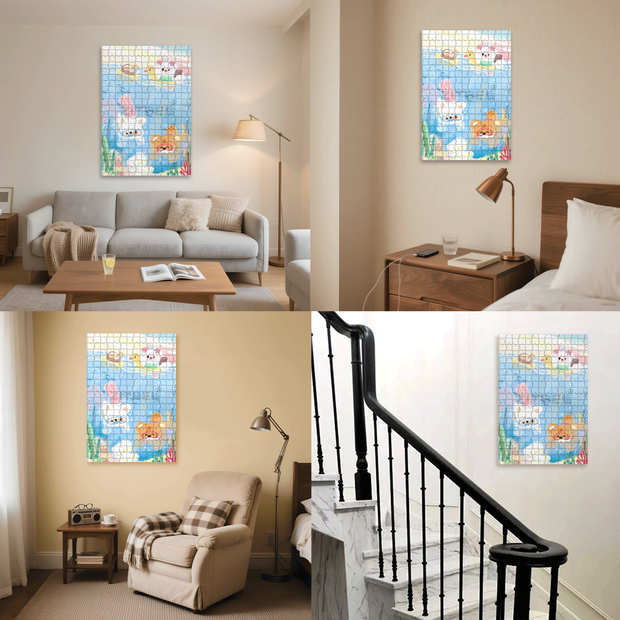 Snorkeling Day 500pcs/1000pcs Jigsaw Puzzle, Scratch-Resistant, Interactive Family Game & Brain-Boosting DIY Decor, Perfect for Halloween, Christmas & New Year Gifts, Family Puzzle Game