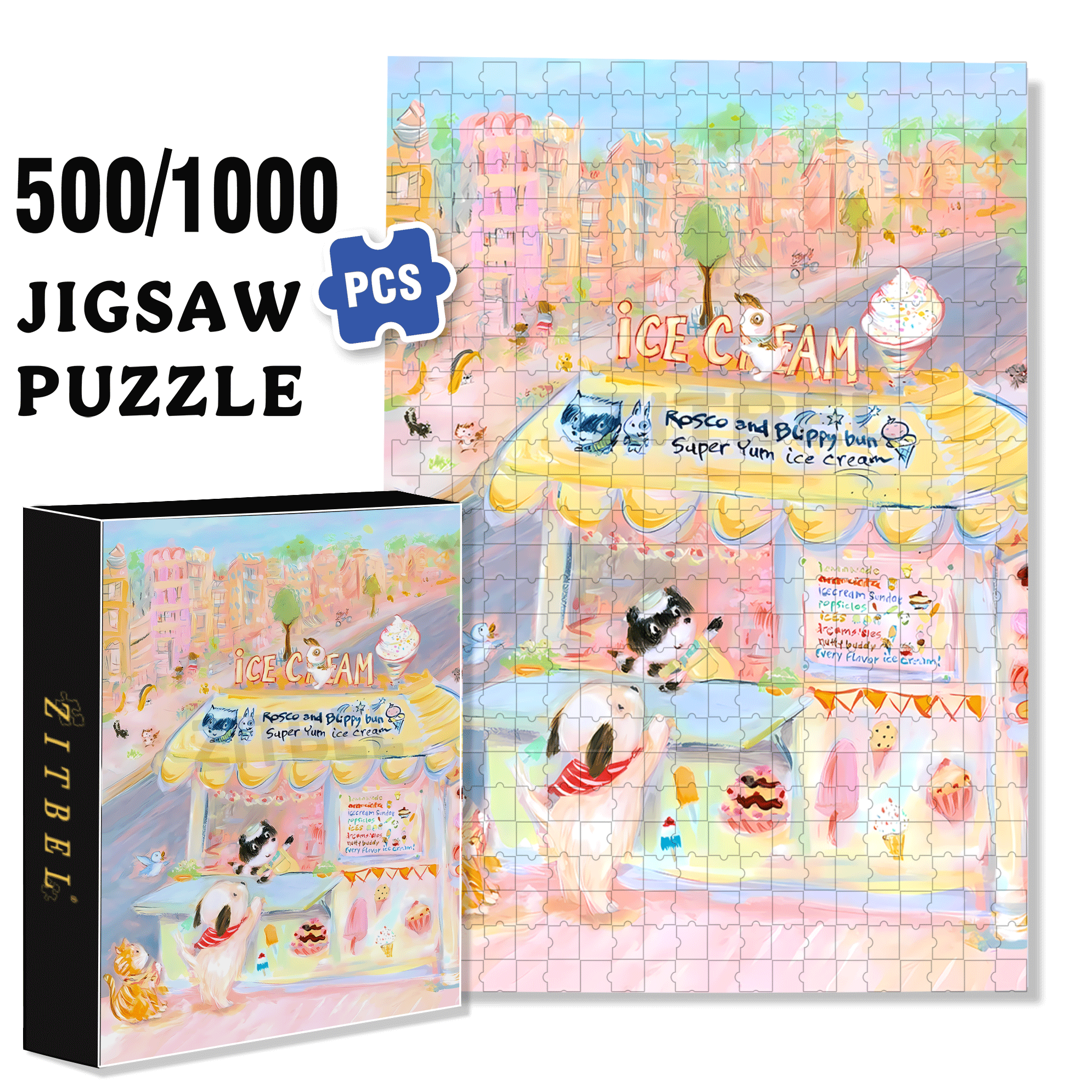 Super Yum 500pcs/1000pcs Jigsaw Puzzle, Scratch-Resistant, Interactive Family Game & Brain-Boosting DIY Decor, Perfect for Halloween, Christmas & New Year Gifts, Family Puzzle Game