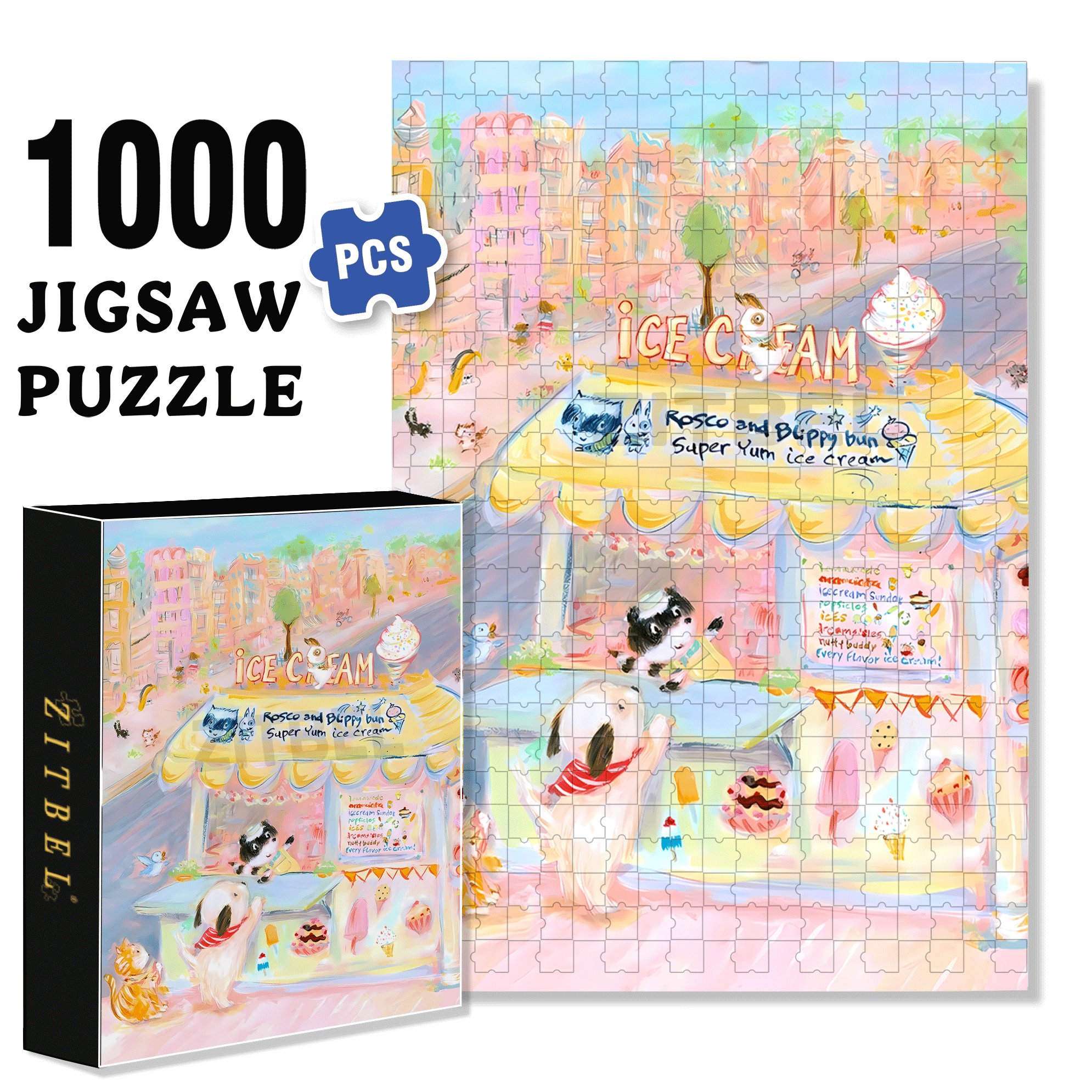 Super Yum 500pcs/1000pcs Jigsaw Puzzle, Scratch-Resistant, Interactive Family Game & Brain-Boosting DIY Decor, Perfect for Halloween, Christmas & New Year Gifts, Family Puzzle Game