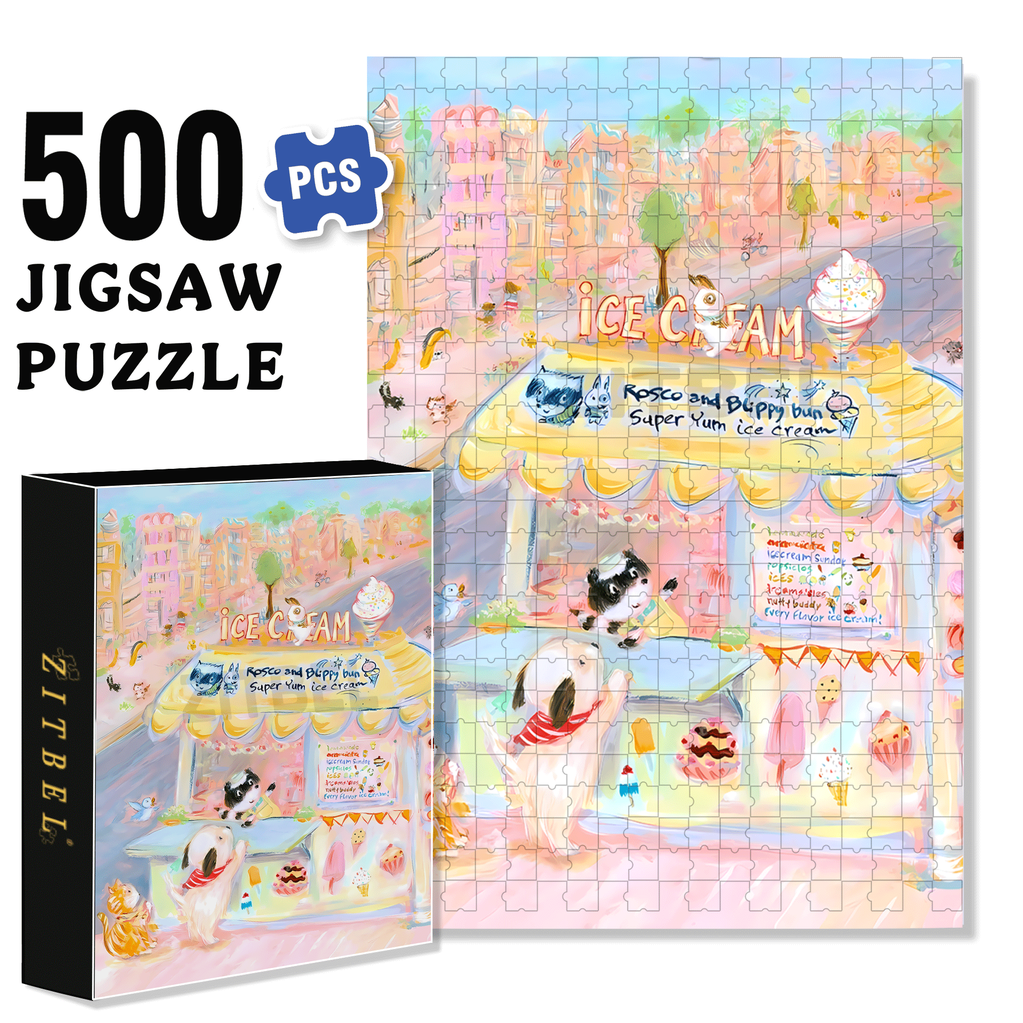 Super Yum 500pcs/1000pcs Jigsaw Puzzle, Scratch-Resistant, Interactive Family Game & Brain-Boosting DIY Decor, Perfect for Halloween, Christmas & New Year Gifts, Family Puzzle Game