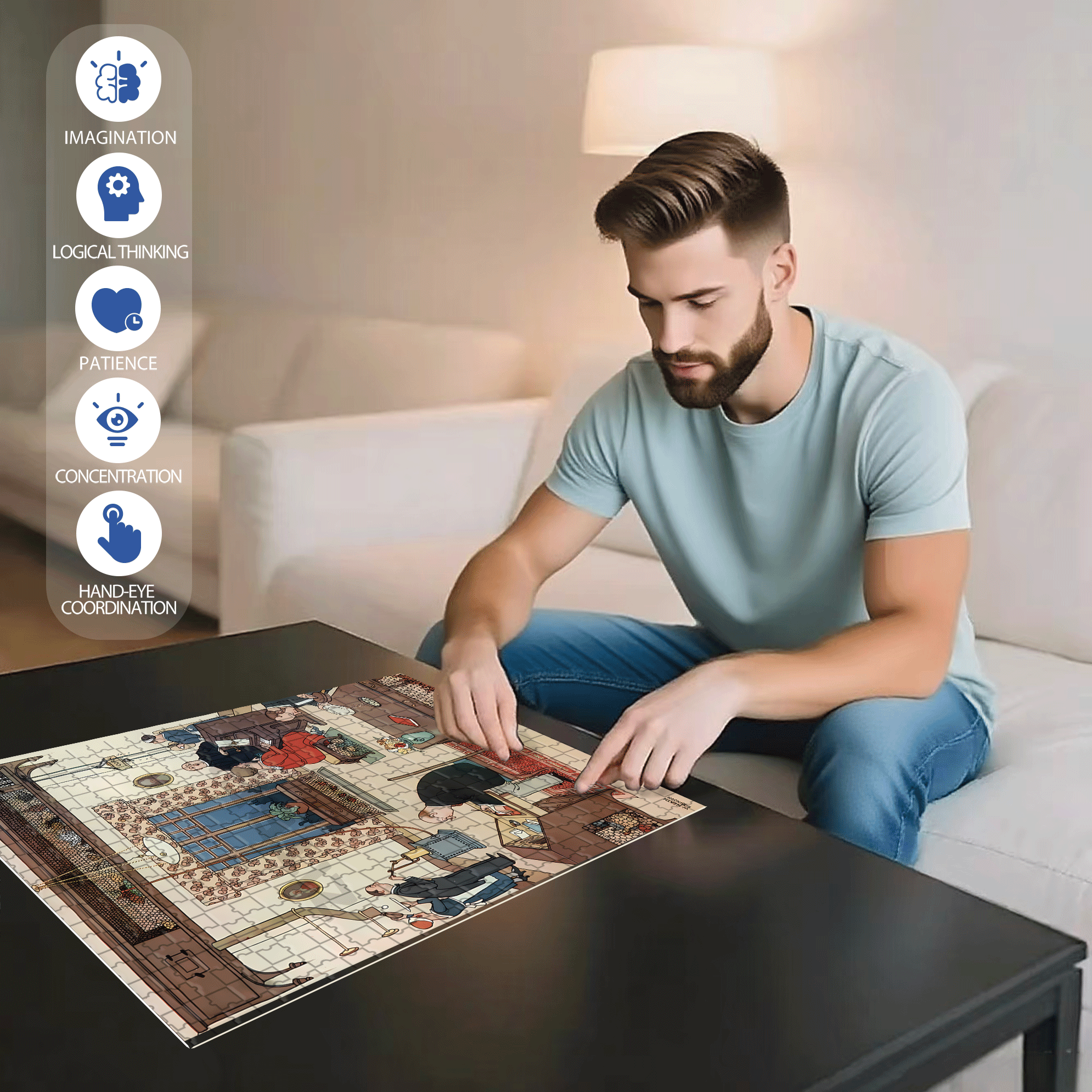 Top Floor Chicken Farm  500pcs/1000pcs Jigsaw Puzzle, Scratch-Resistant, Interactive Family Game & Brain-Boosting DIY Decor, Perfect for Halloween, Christmas & New Year Gifts, Family Puzzle Game