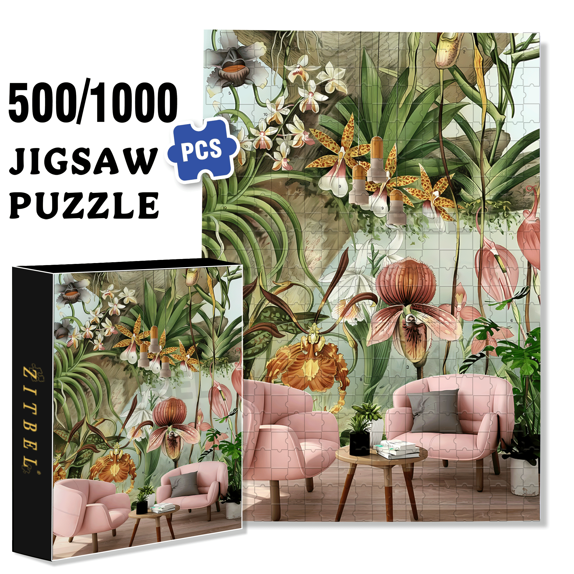 Tropical Surprise 500pcs/1000pcs Jigsaw Puzzle, Scratch-Resistant, Interactive Family Game & Brain-Boosting DIY Decor, Perfect for Halloween, Christmas & New Year Gifts, Family Puzzle Game