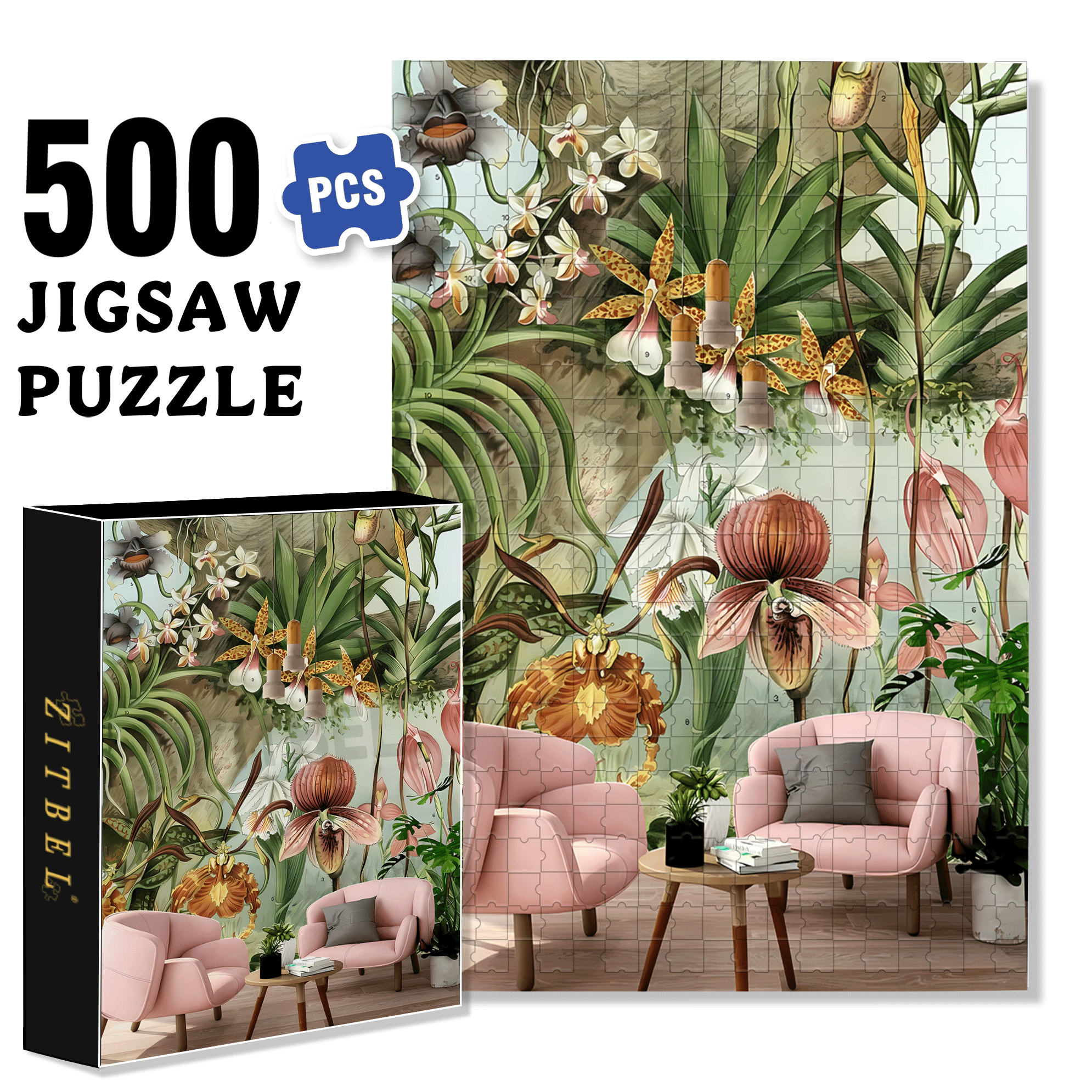 Tropical Surprise 500pcs/1000pcs Jigsaw Puzzle, Scratch-Resistant, Interactive Family Game & Brain-Boosting DIY Decor, Perfect for Halloween, Christmas & New Year Gifts, Family Puzzle Game