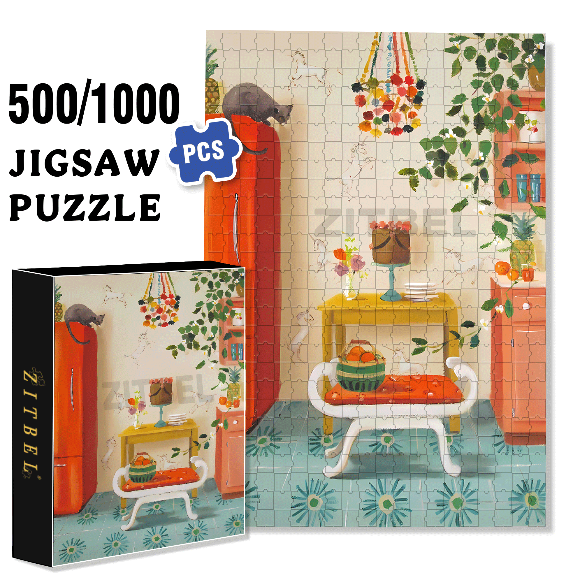 Unicorns 500pcs/1000pcs Jigsaw Puzzle, Scratch-Resistant, Interactive Family Game & Brain-Boosting DIY Decor, Perfect for Halloween, Christmas & New Year Gifts, Family Puzzle Game