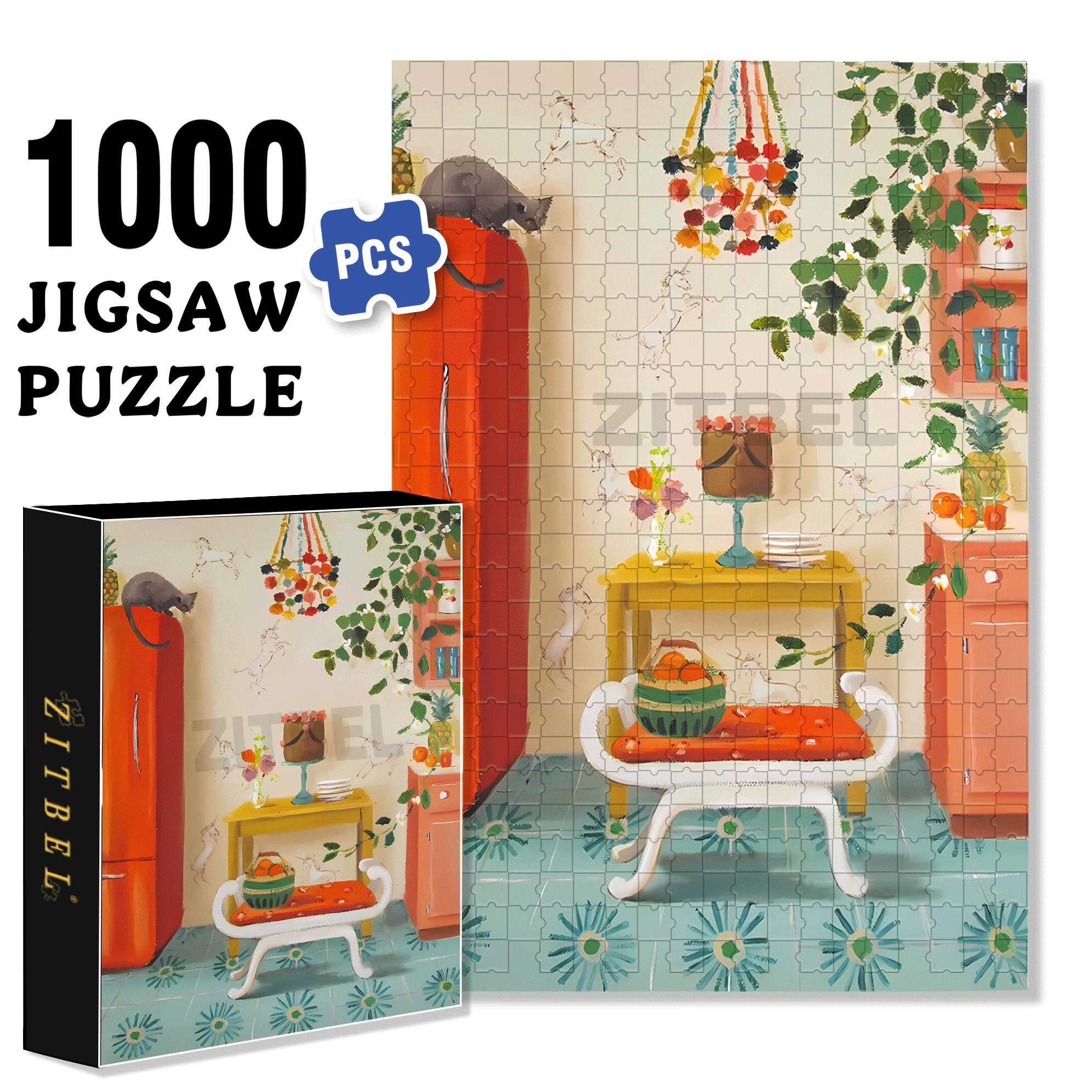 Unicorns 500pcs/1000pcs Jigsaw Puzzle, Scratch-Resistant, Interactive Family Game & Brain-Boosting DIY Decor, Perfect for Halloween, Christmas & New Year Gifts, Family Puzzle Game