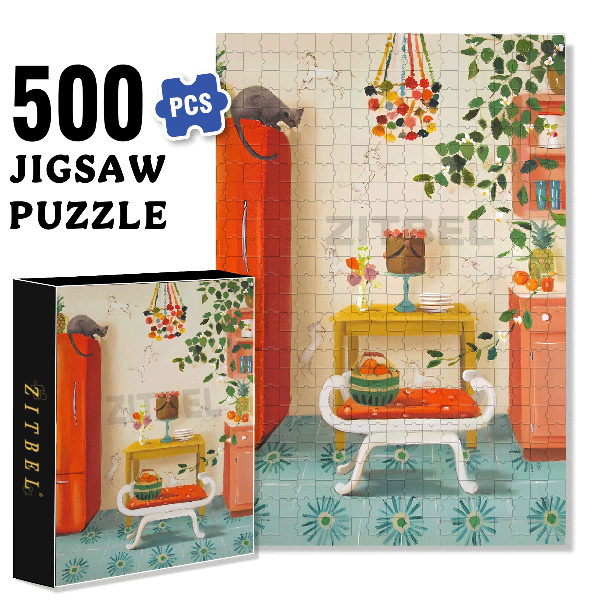 Unicorns 500pcs/1000pcs Jigsaw Puzzle, Scratch-Resistant, Interactive Family Game & Brain-Boosting DIY Decor, Perfect for Halloween, Christmas & New Year Gifts, Family Puzzle Game