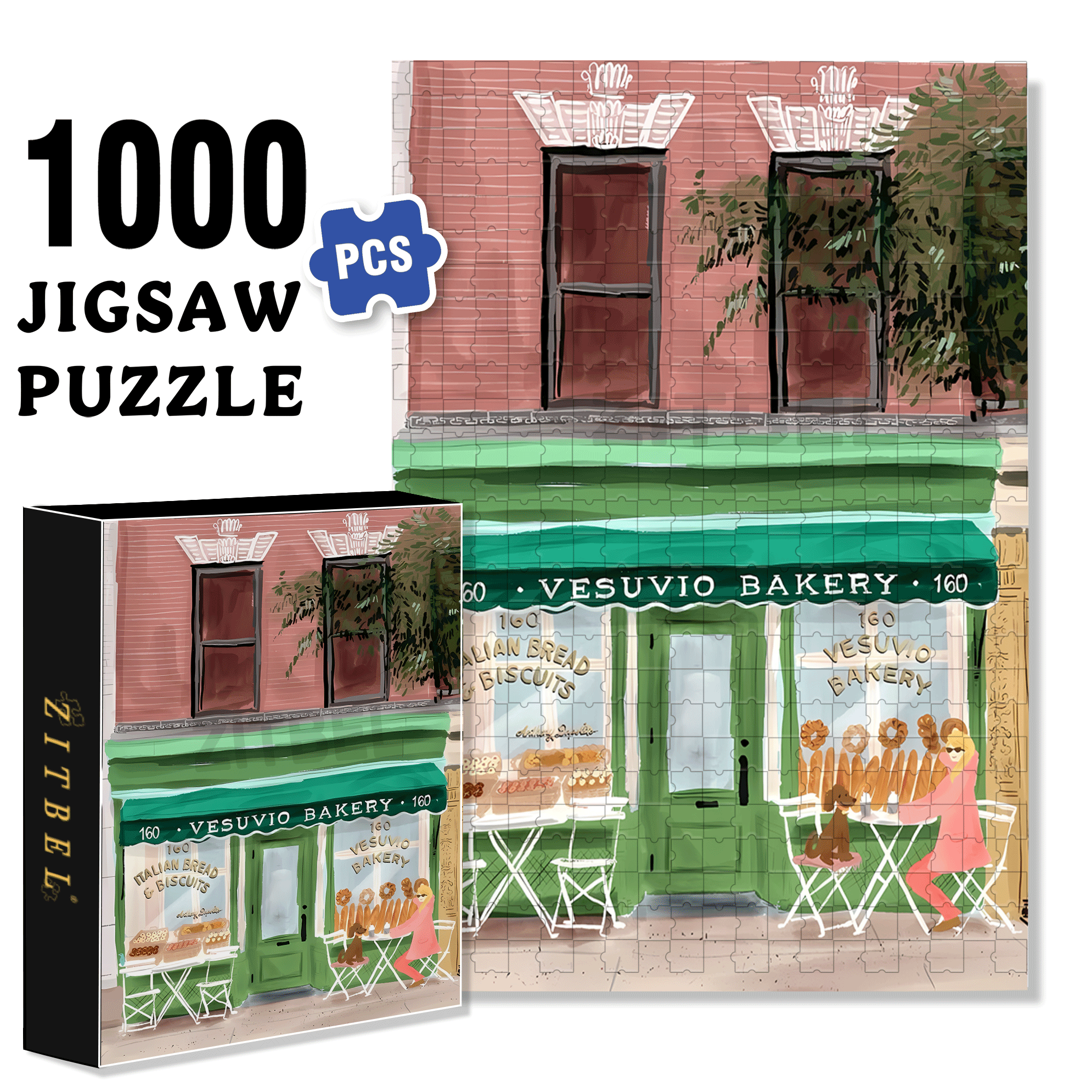 Vesuvio Bakery 500pcs/1000pcs Jigsaw Puzzle, Scratch-Resistant, Interactive Family Game & Brain-Boosting DIY Decor, Perfect for Halloween, Christmas & New Year Gifts, Family Puzzle Game