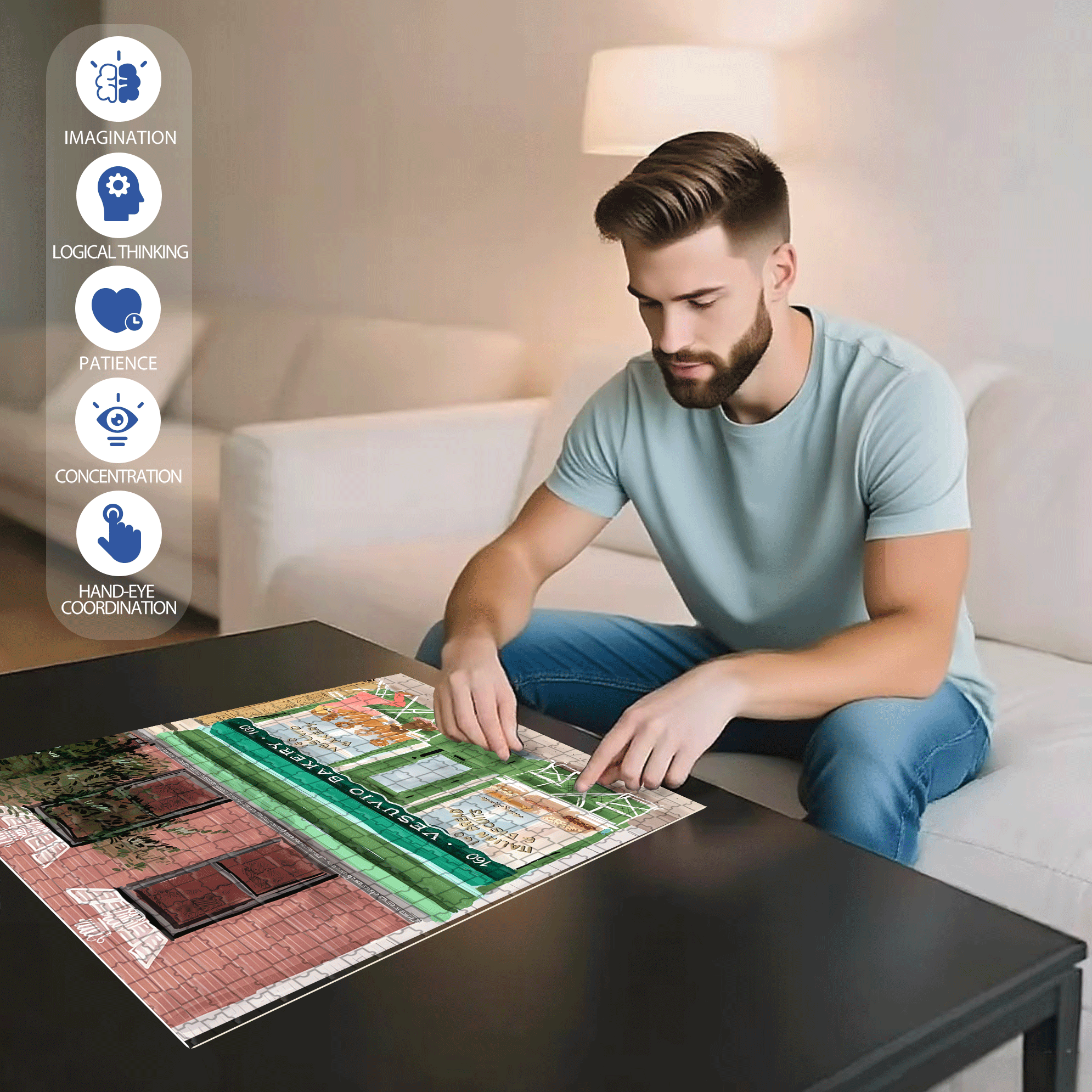 Vesuvio Bakery 500pcs/1000pcs Jigsaw Puzzle, Scratch-Resistant, Interactive Family Game & Brain-Boosting DIY Decor, Perfect for Halloween, Christmas & New Year Gifts, Family Puzzle Game