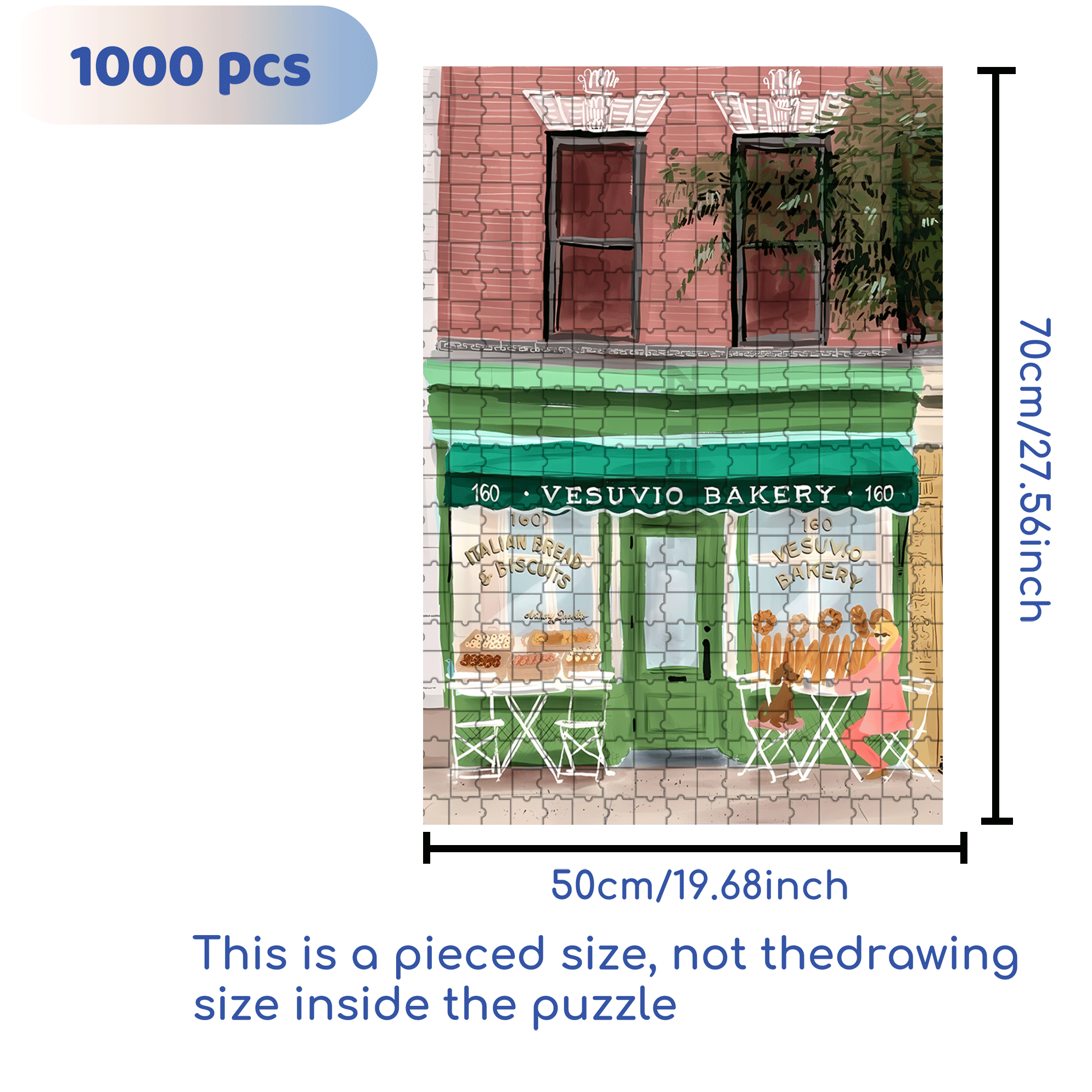 Vesuvio Bakery 500pcs/1000pcs Jigsaw Puzzle, Scratch-Resistant, Interactive Family Game & Brain-Boosting DIY Decor, Perfect for Halloween, Christmas & New Year Gifts, Family Puzzle Game