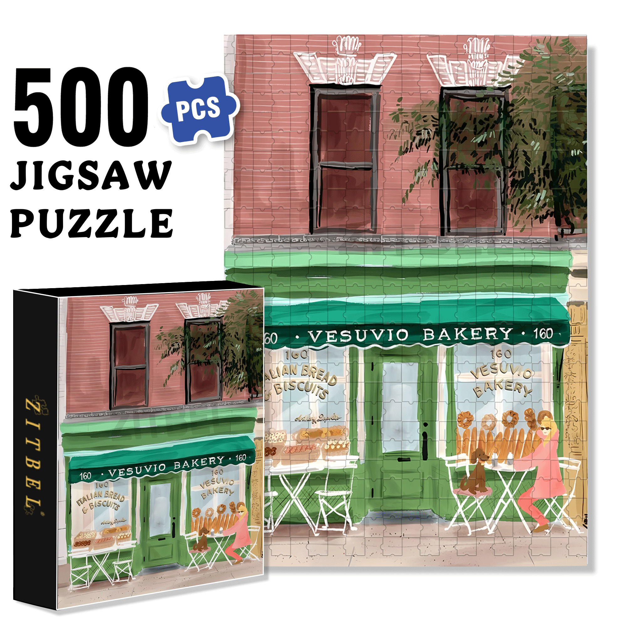 Vesuvio Bakery 500pcs/1000pcs Jigsaw Puzzle, Scratch-Resistant, Interactive Family Game & Brain-Boosting DIY Decor, Perfect for Halloween, Christmas & New Year Gifts, Family Puzzle Game