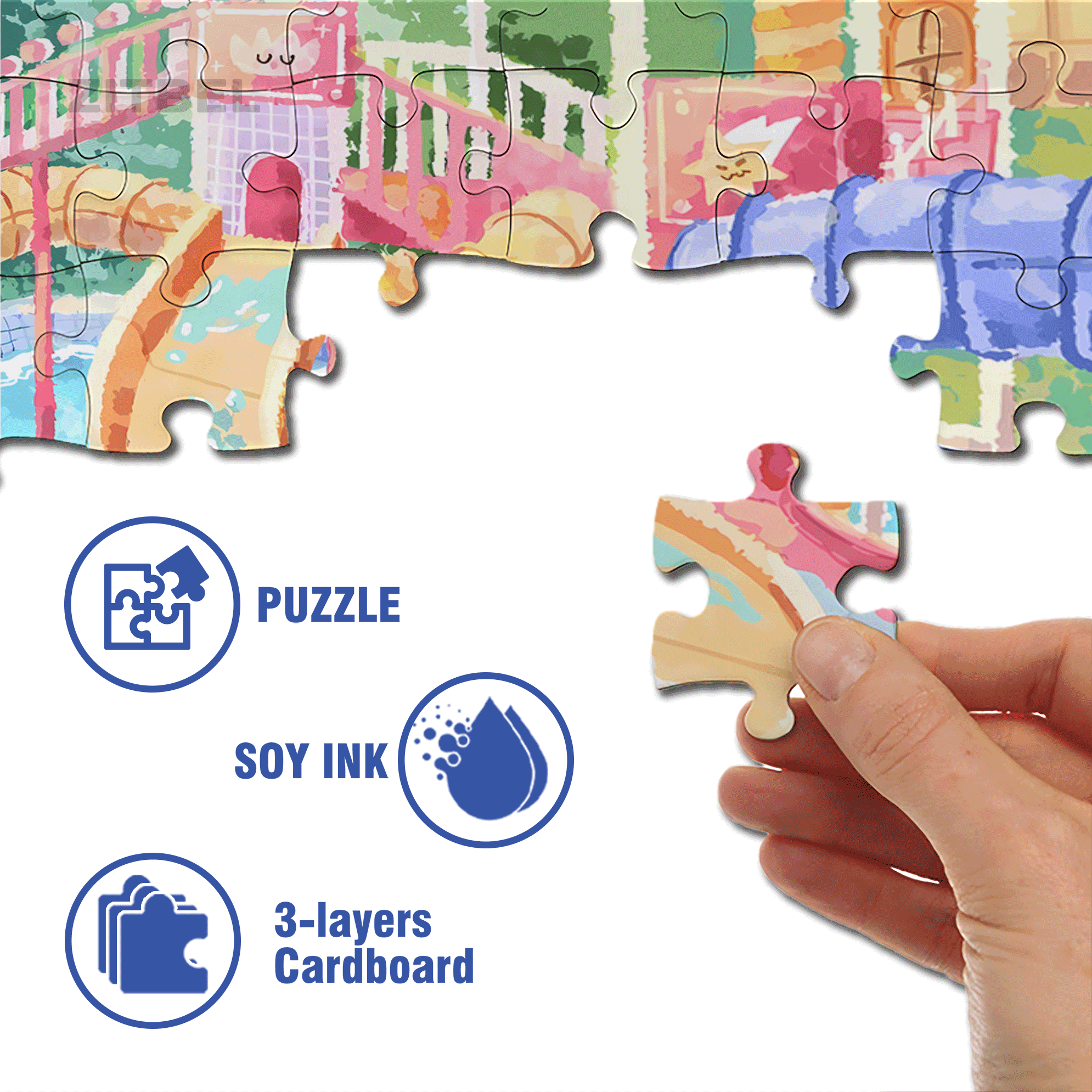 Water Park 500pcs/1000pcs Jigsaw Puzzle, Scratch-Resistant, Interactive Family Game & Brain-Boosting DIY Decor, Perfect for Halloween, Christmas & New Year Gifts, Family Puzzle Game