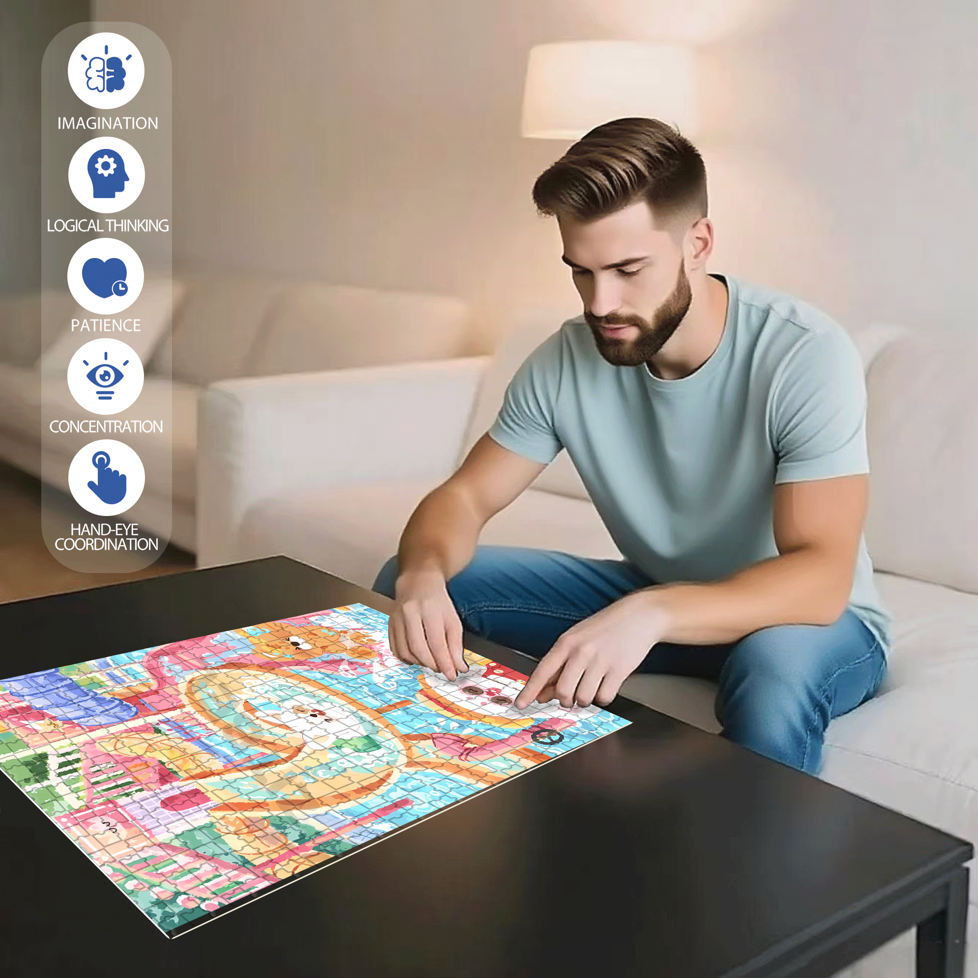 Water Park 500pcs/1000pcs Jigsaw Puzzle, Scratch-Resistant, Interactive Family Game & Brain-Boosting DIY Decor, Perfect for Halloween, Christmas & New Year Gifts, Family Puzzle Game