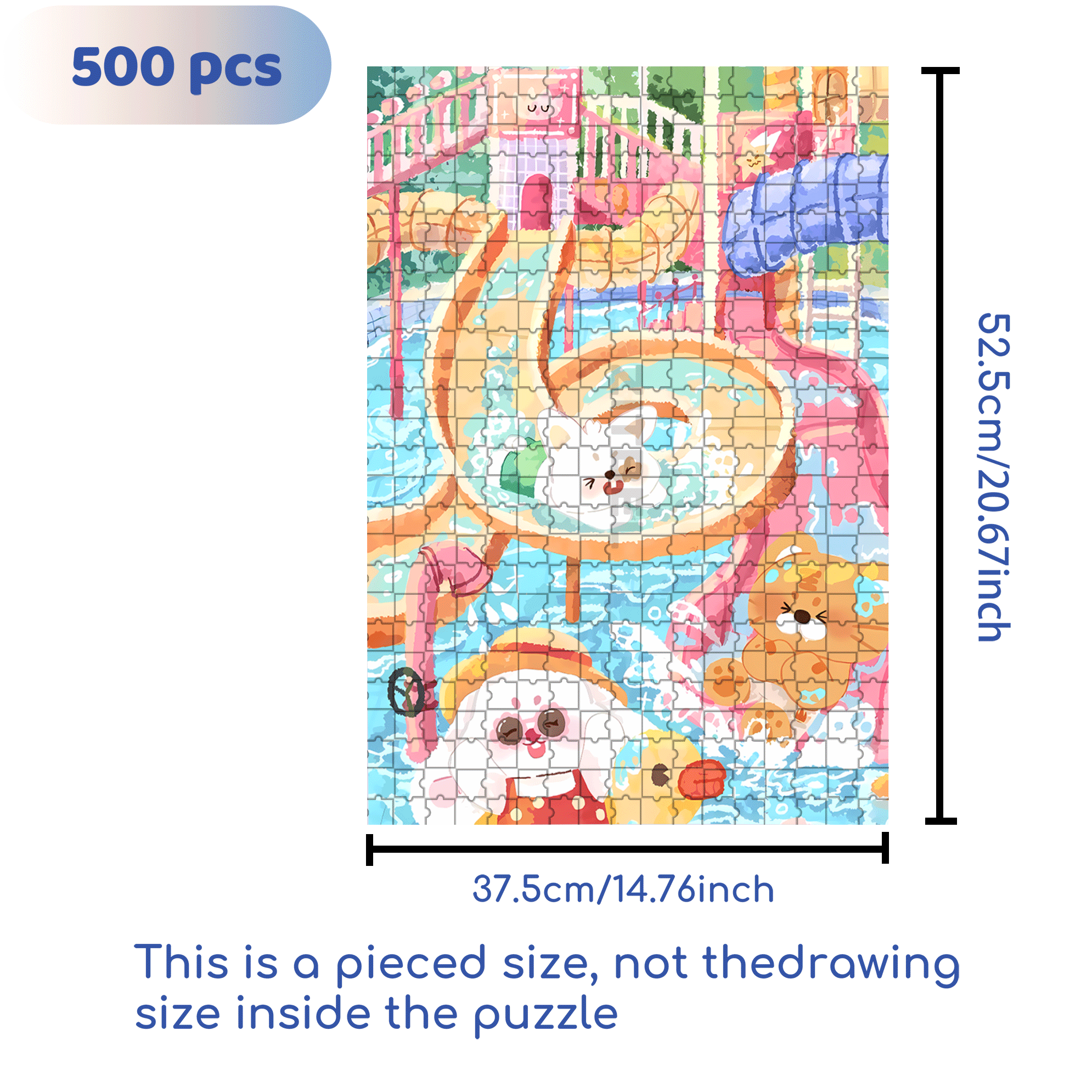 Water Park 500pcs/1000pcs Jigsaw Puzzle, Scratch-Resistant, Interactive Family Game & Brain-Boosting DIY Decor, Perfect for Halloween, Christmas & New Year Gifts, Family Puzzle Game