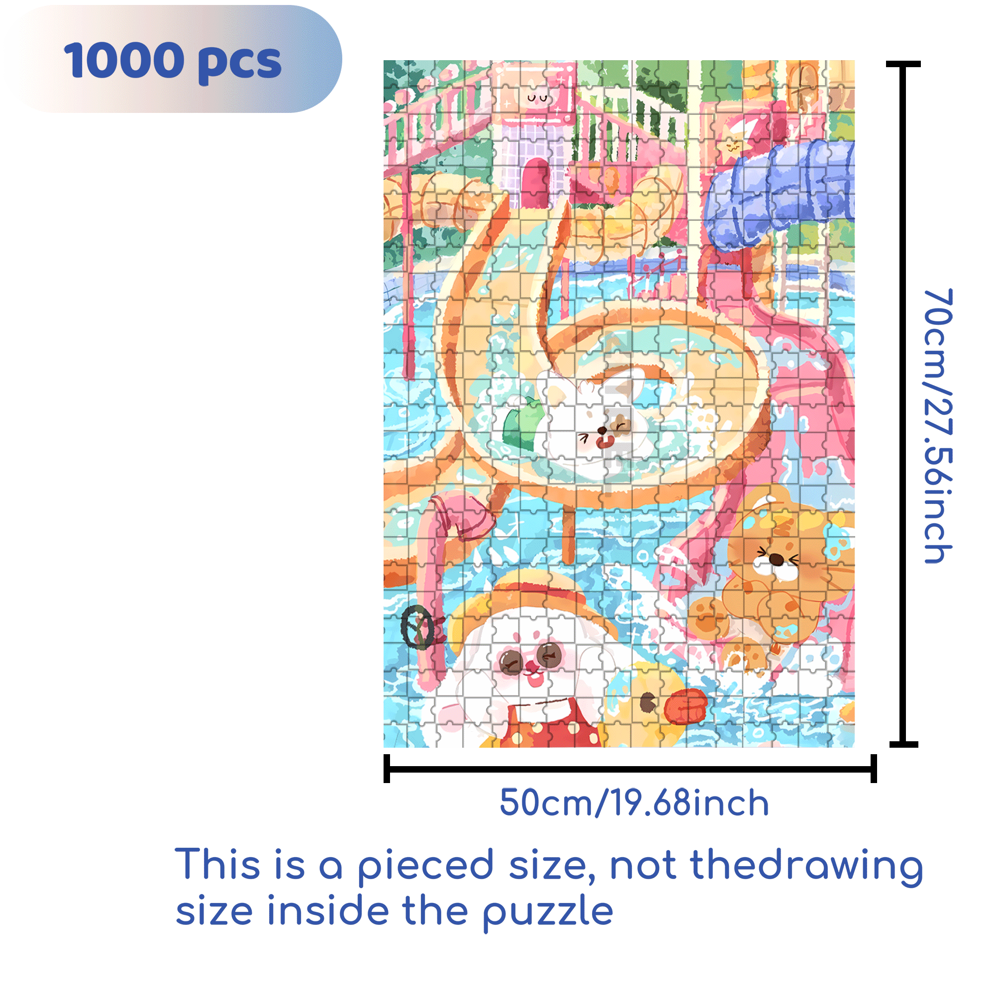 Water Park 500pcs/1000pcs Jigsaw Puzzle, Scratch-Resistant, Interactive Family Game & Brain-Boosting DIY Decor, Perfect for Halloween, Christmas & New Year Gifts, Family Puzzle Game