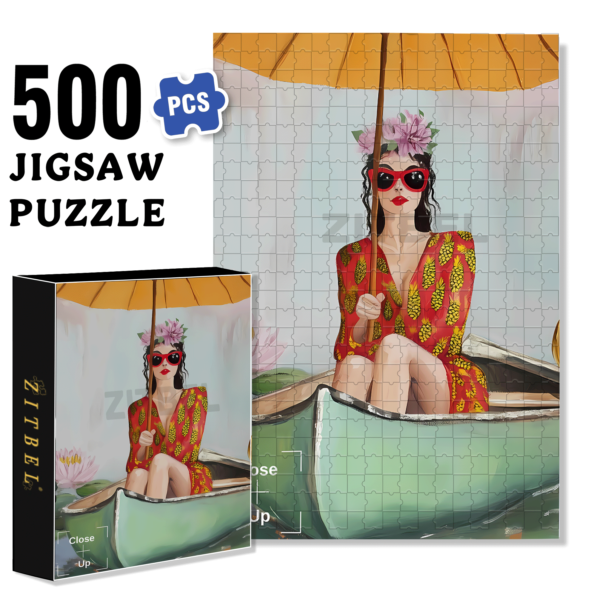 Waterbirds Elegant Bird  500pcs/1000pcs Jigsaw Puzzle, Scratch-Resistant, Interactive Family Game & Brain-Boosting DIY Decor, Perfect for Halloween, Christmas & New Year Gifts, Family Puzzle Game